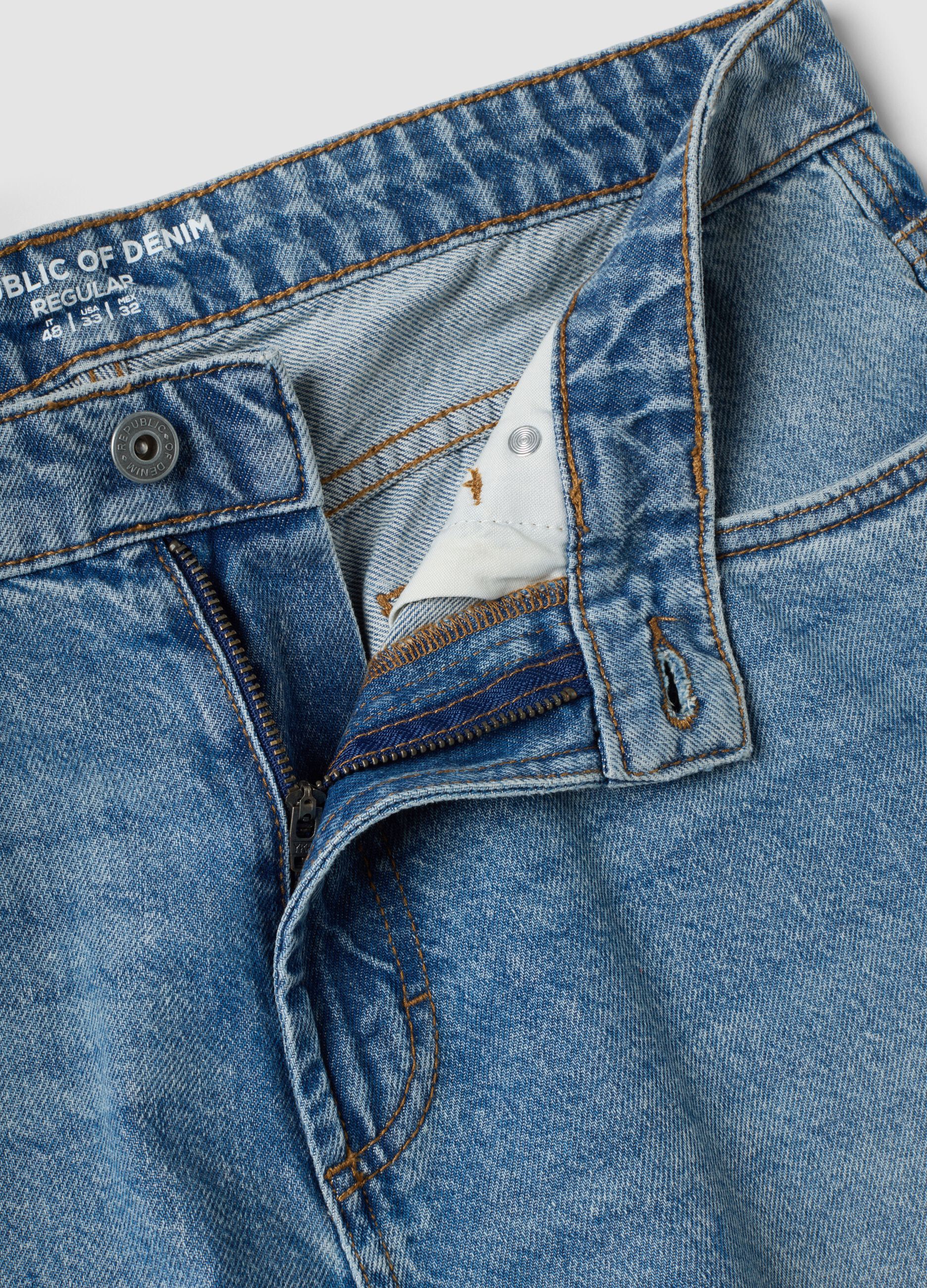 Regular-fit pure cotton denim jeans