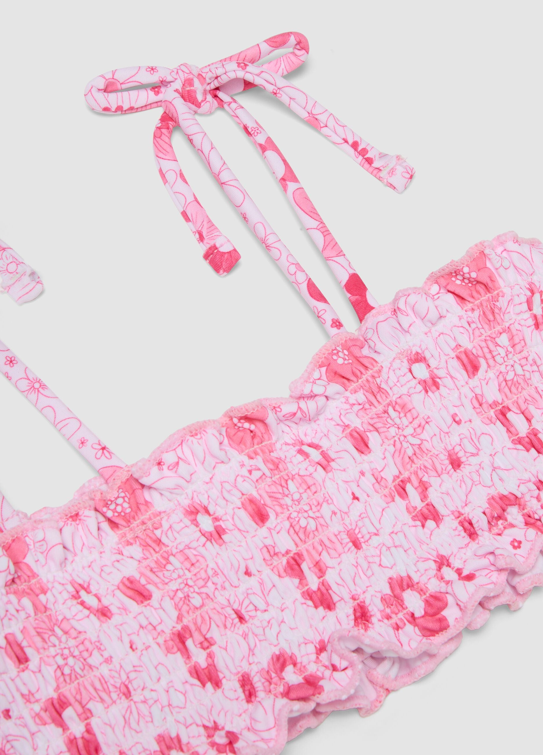 Pink floral stretch bikini