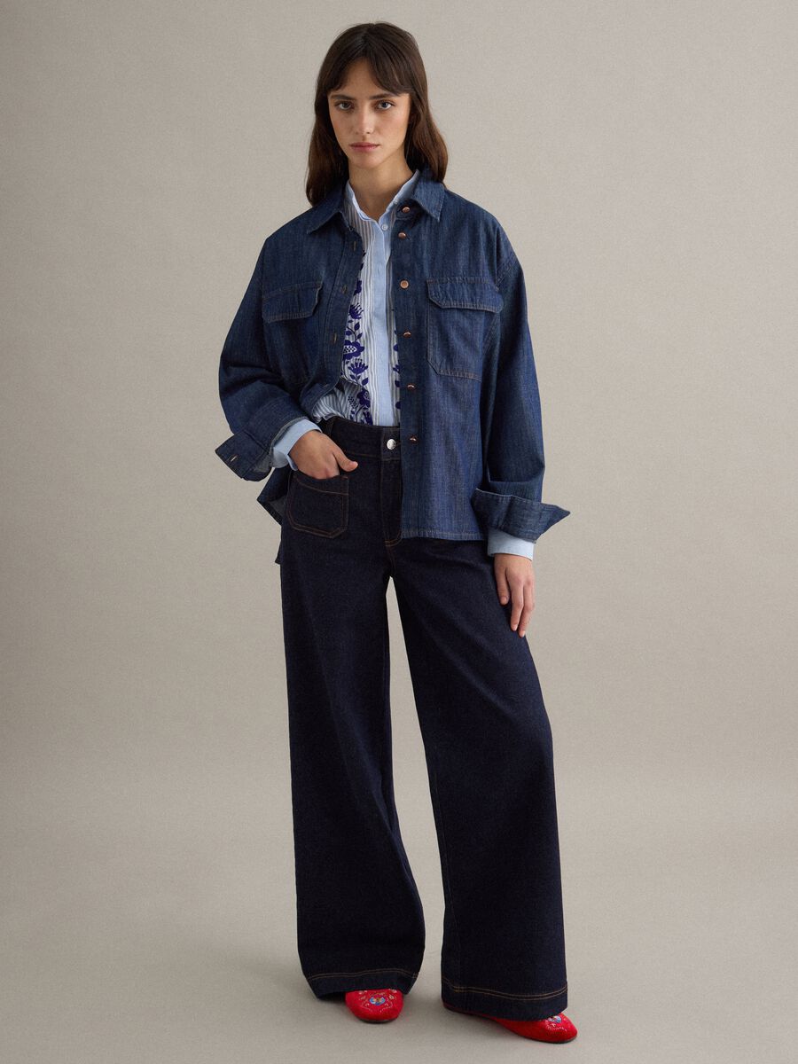 Regular fit blouse in pure blue denim cotton_2