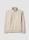 Beige regular fit stretch cotton blend sweatshirt with half zip_4