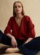 Red ramie and lyocell blend shirt with V-neck, regular fit_0