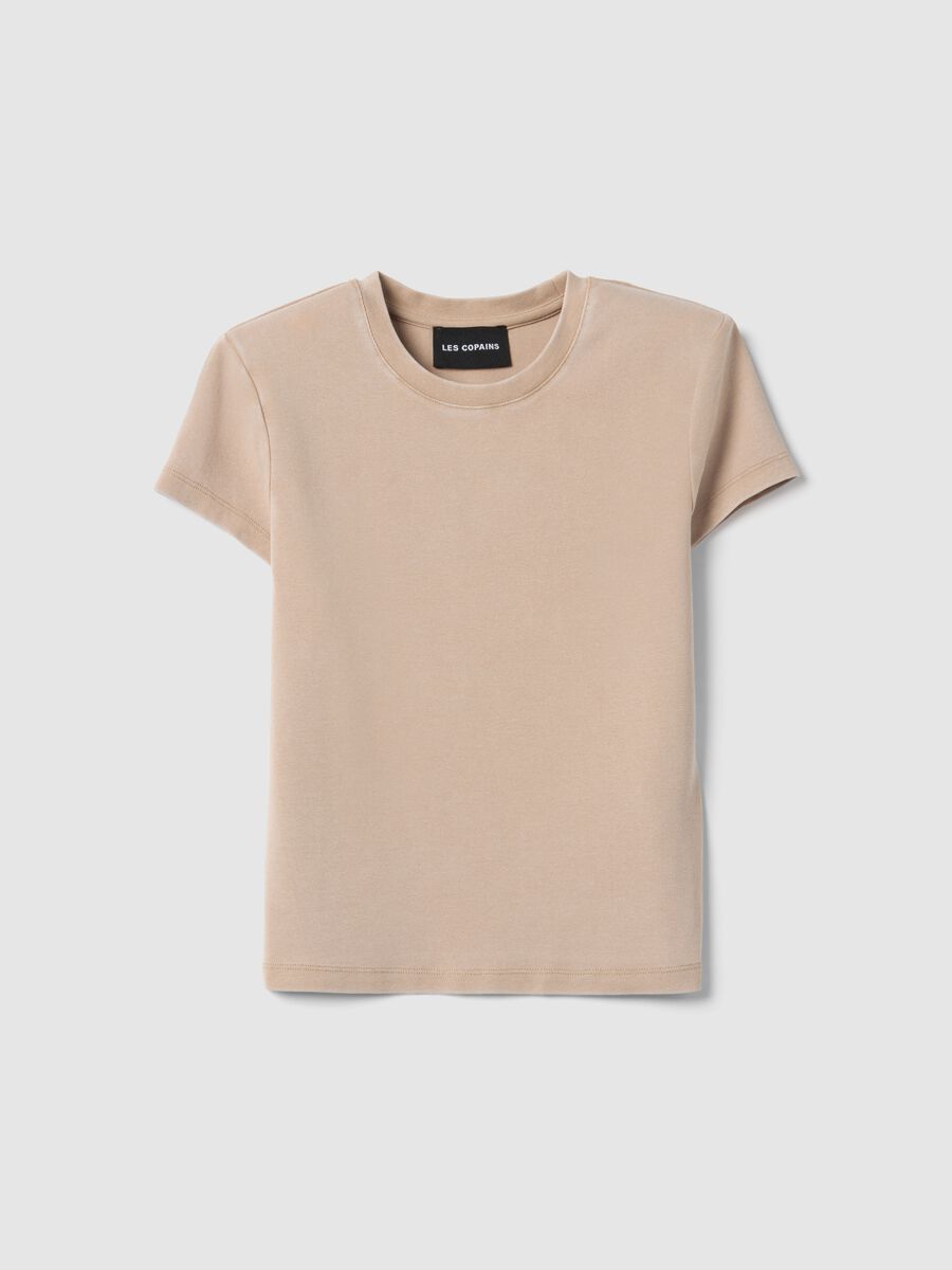 Beige stretch cotton fitted t-shirt_4