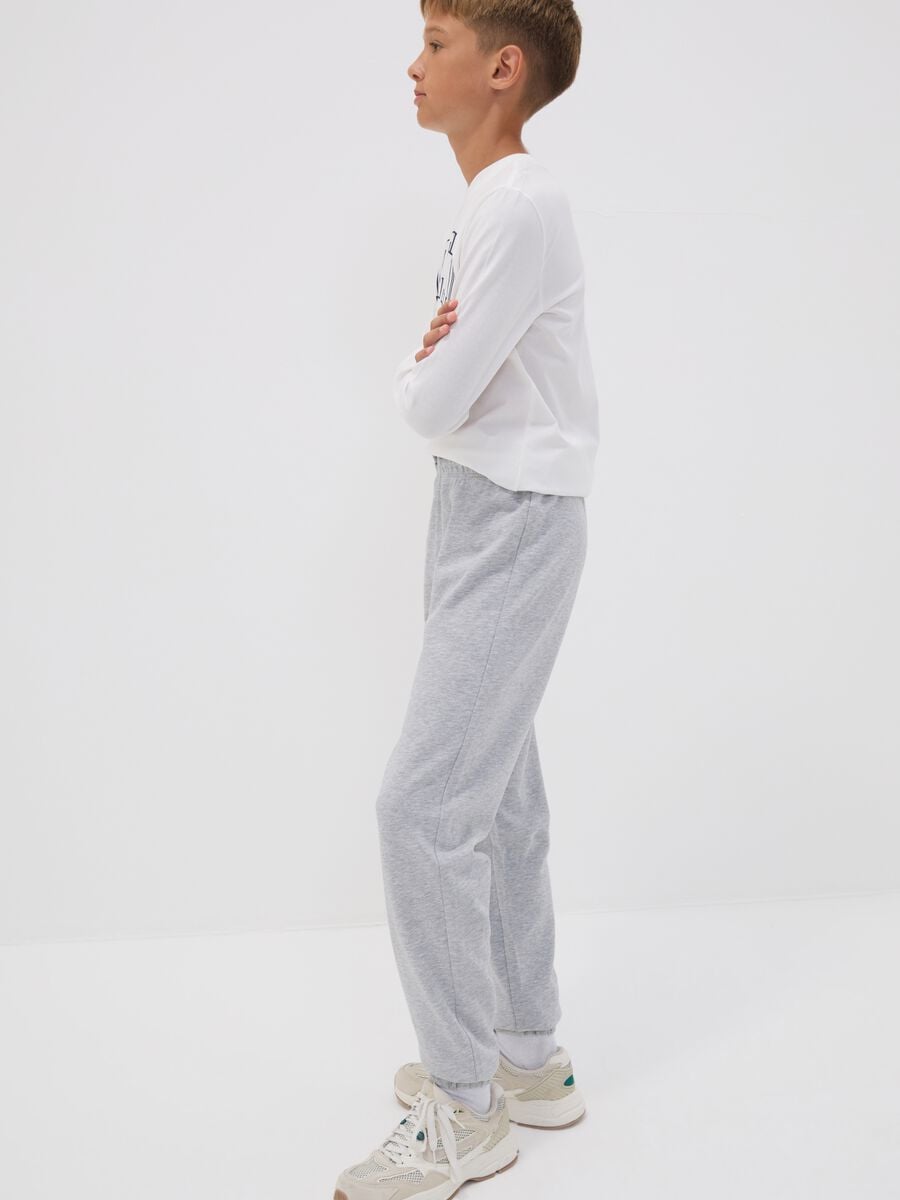 Grey organic cotton jogger trousers, regular fit, for boys_0