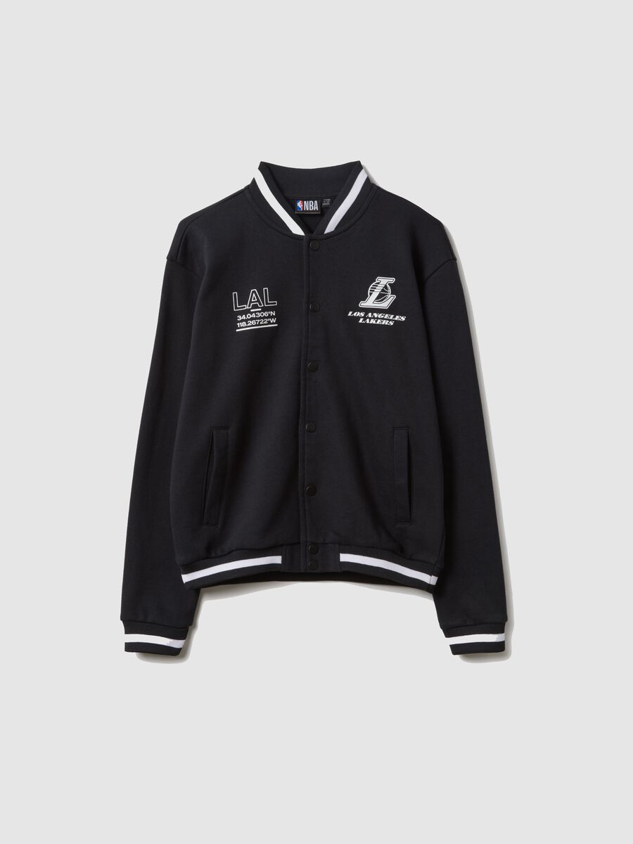 Kids' black cotton-blend bomber jacket regular fit with print_3