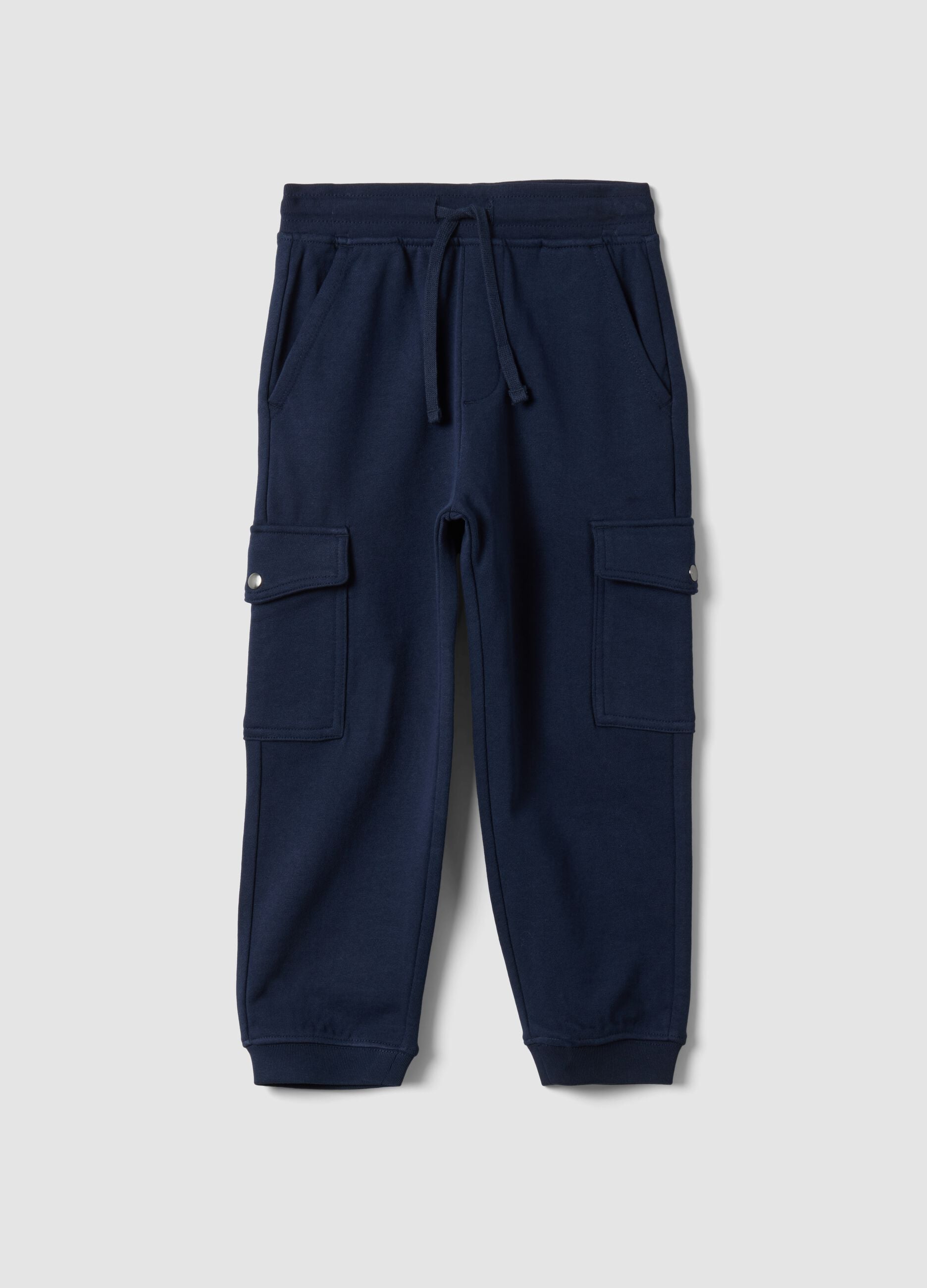 Blue cotton-blend cargo joggers for boys