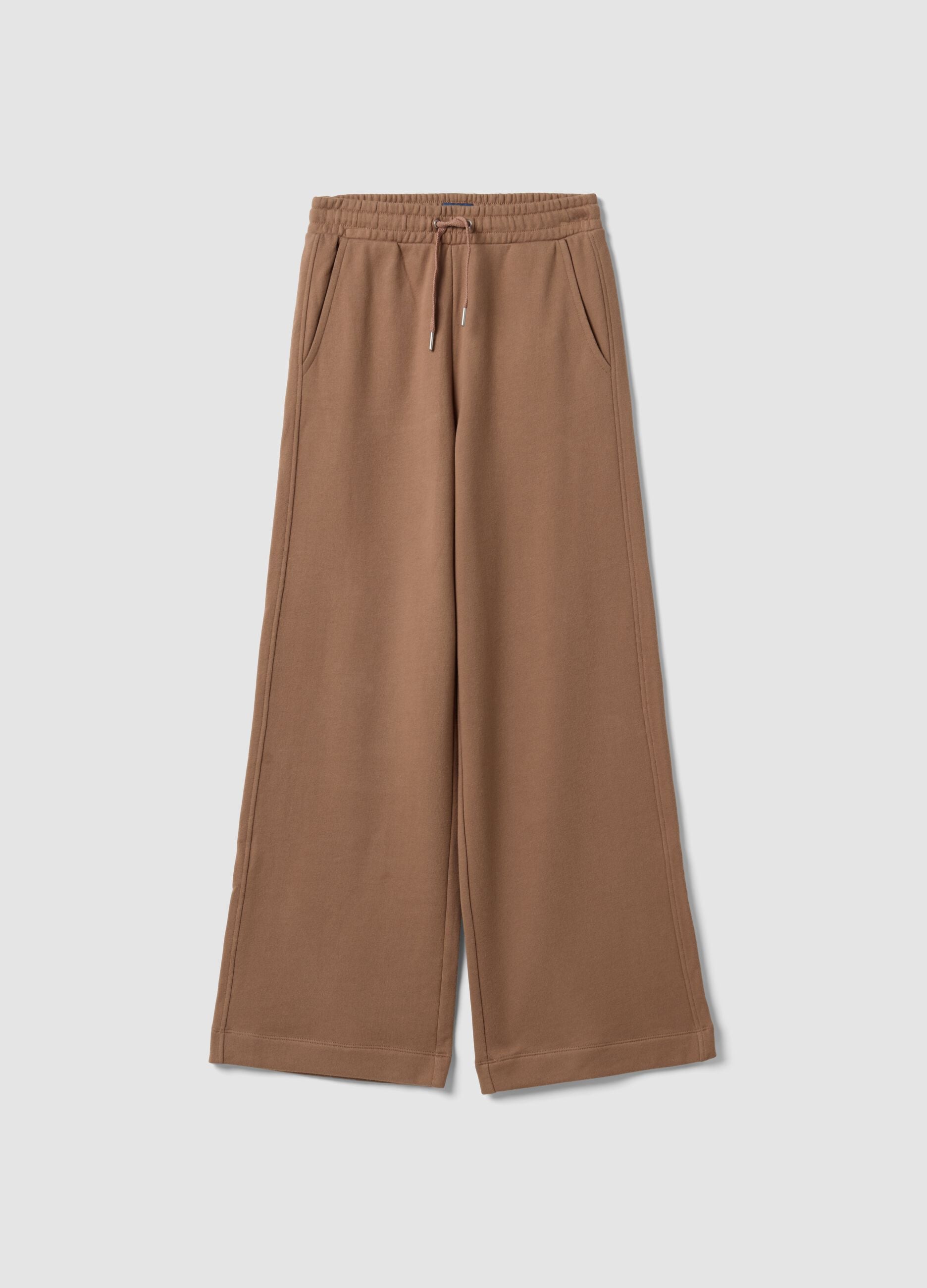 Pantaloni marroni culotte in puro cotone organico per ragazza