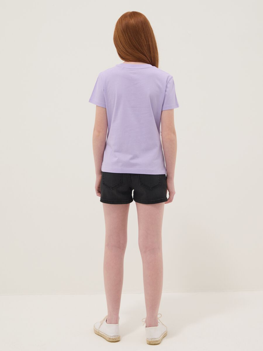 Girls&rsquo; black denim shorts in stretch cotton blend, slim fit_1