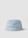 Light blue stretch-cotton denim bucket hat for boys with embroidery_0