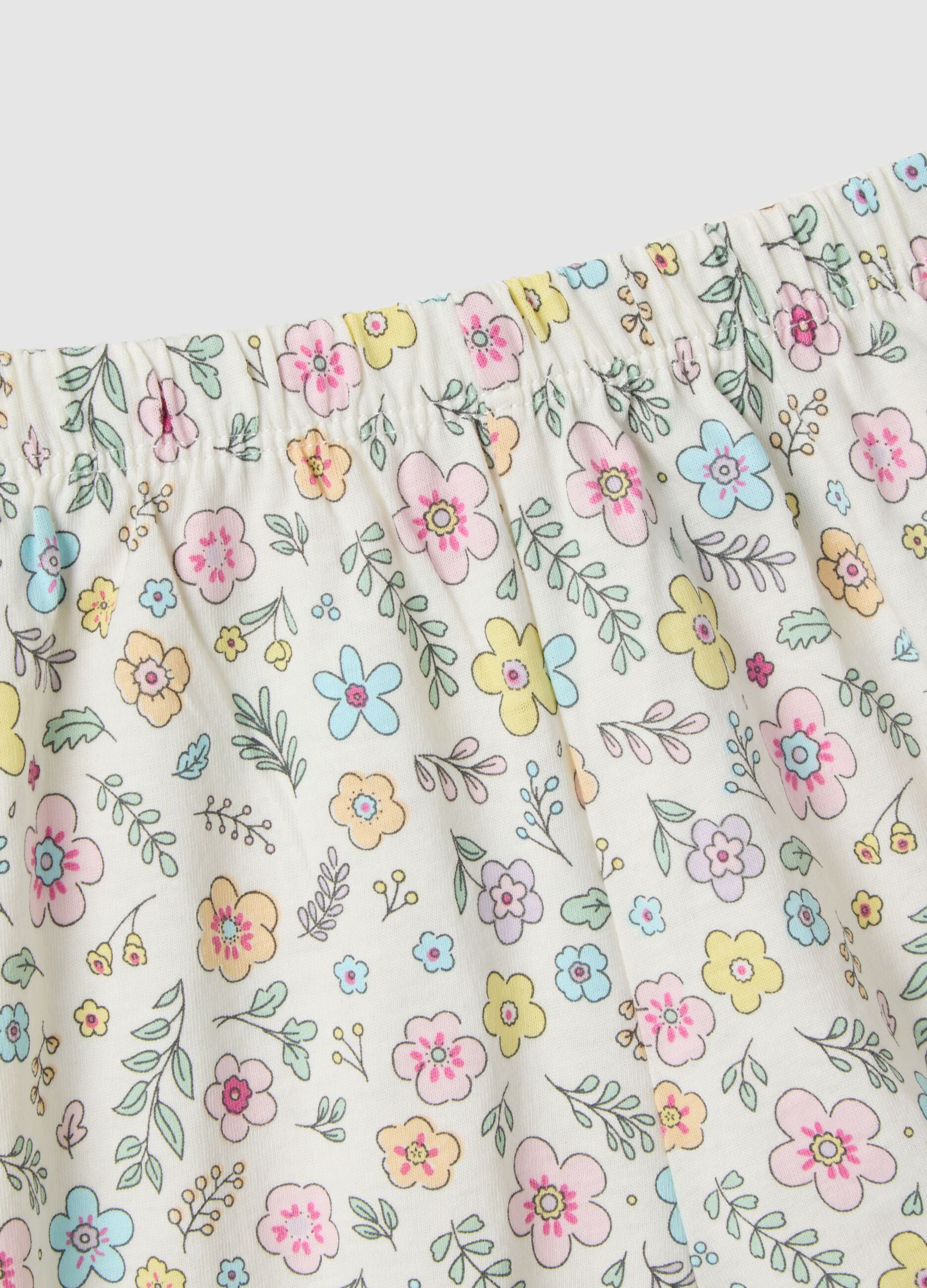Multicolour pure cotton baby pyjamas with floral design