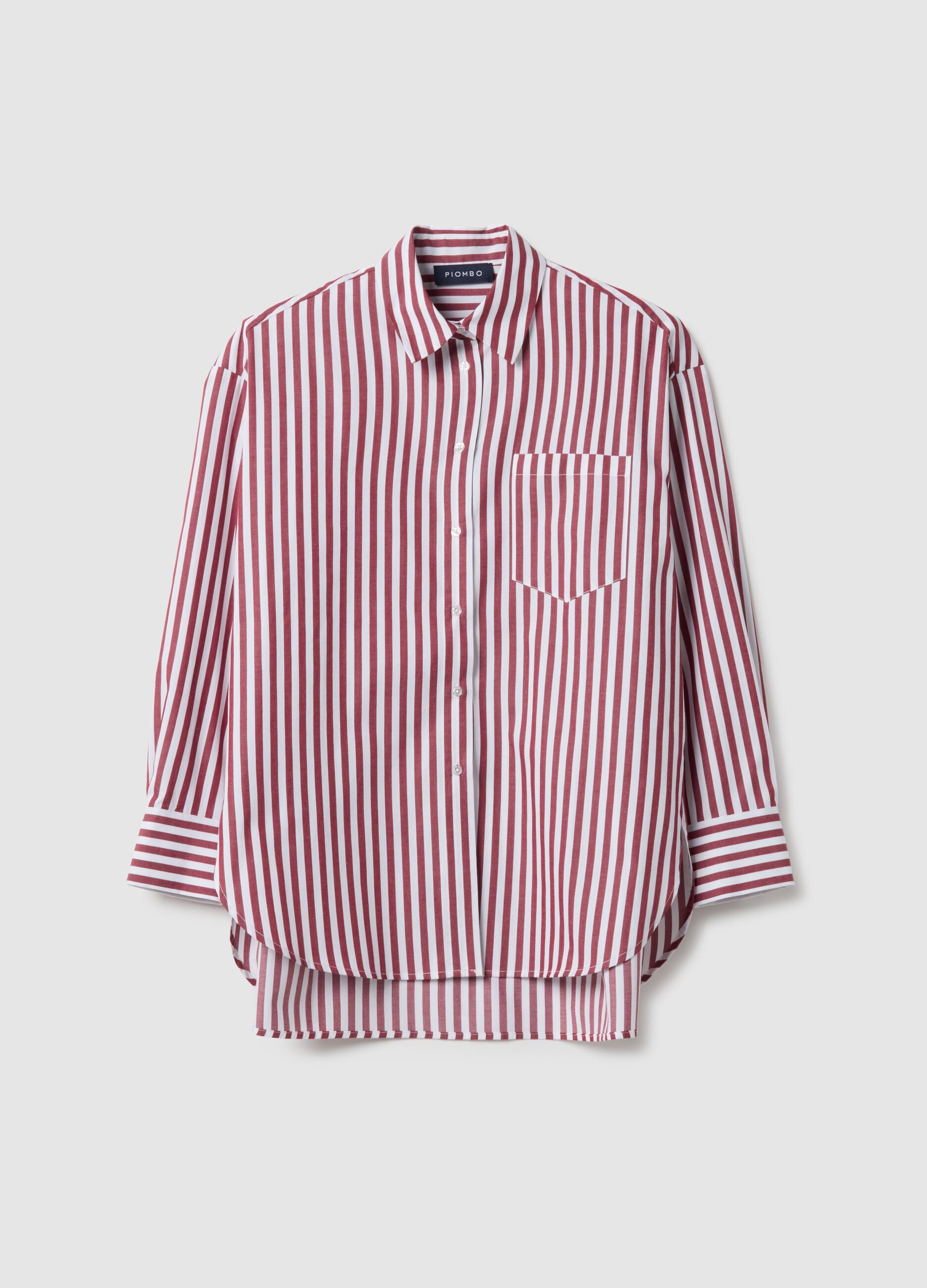 Multicolour striped pure cotton oversized fit shirt