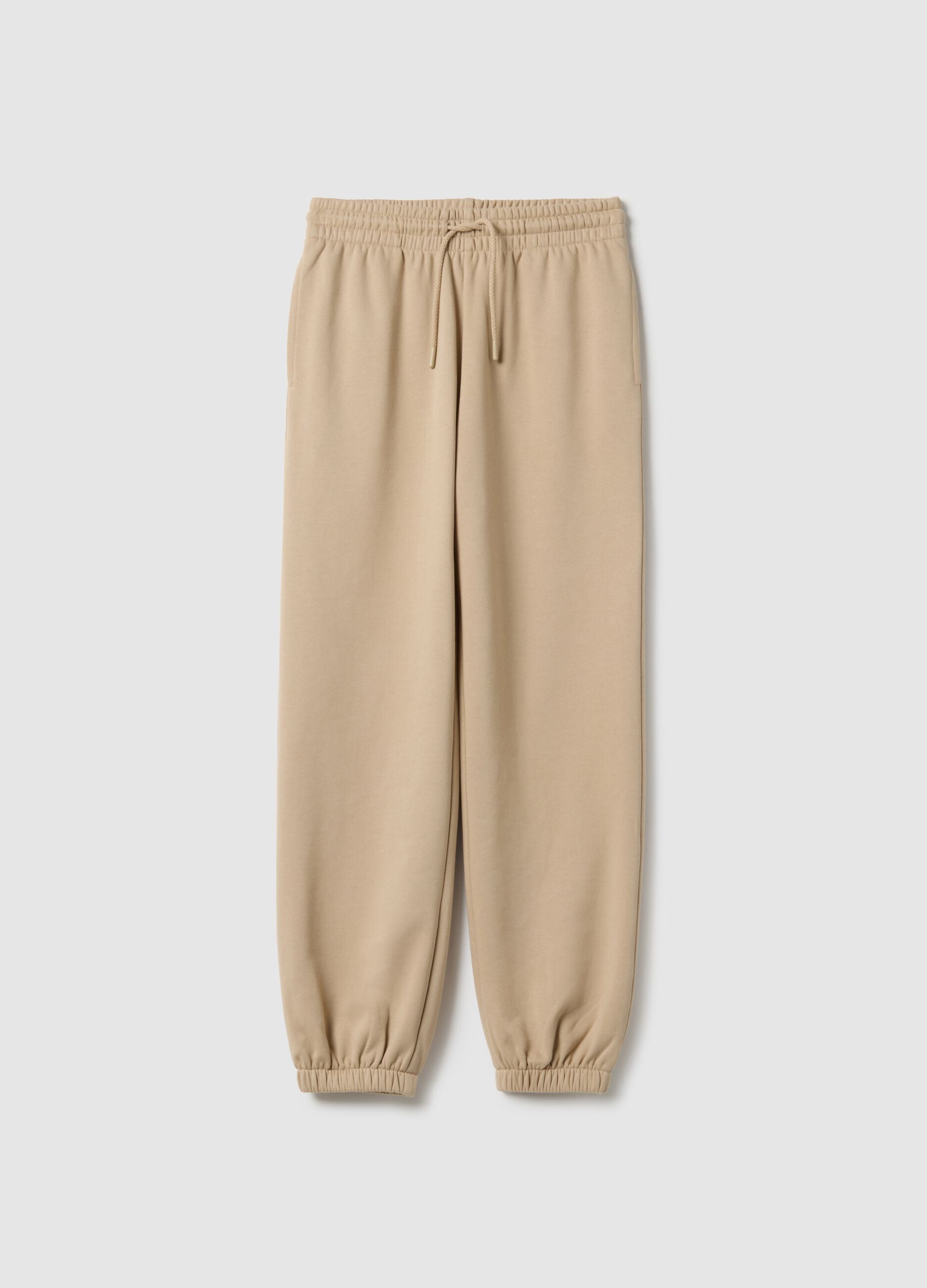 Pantaloni jogger in misto cotone beige regular fit