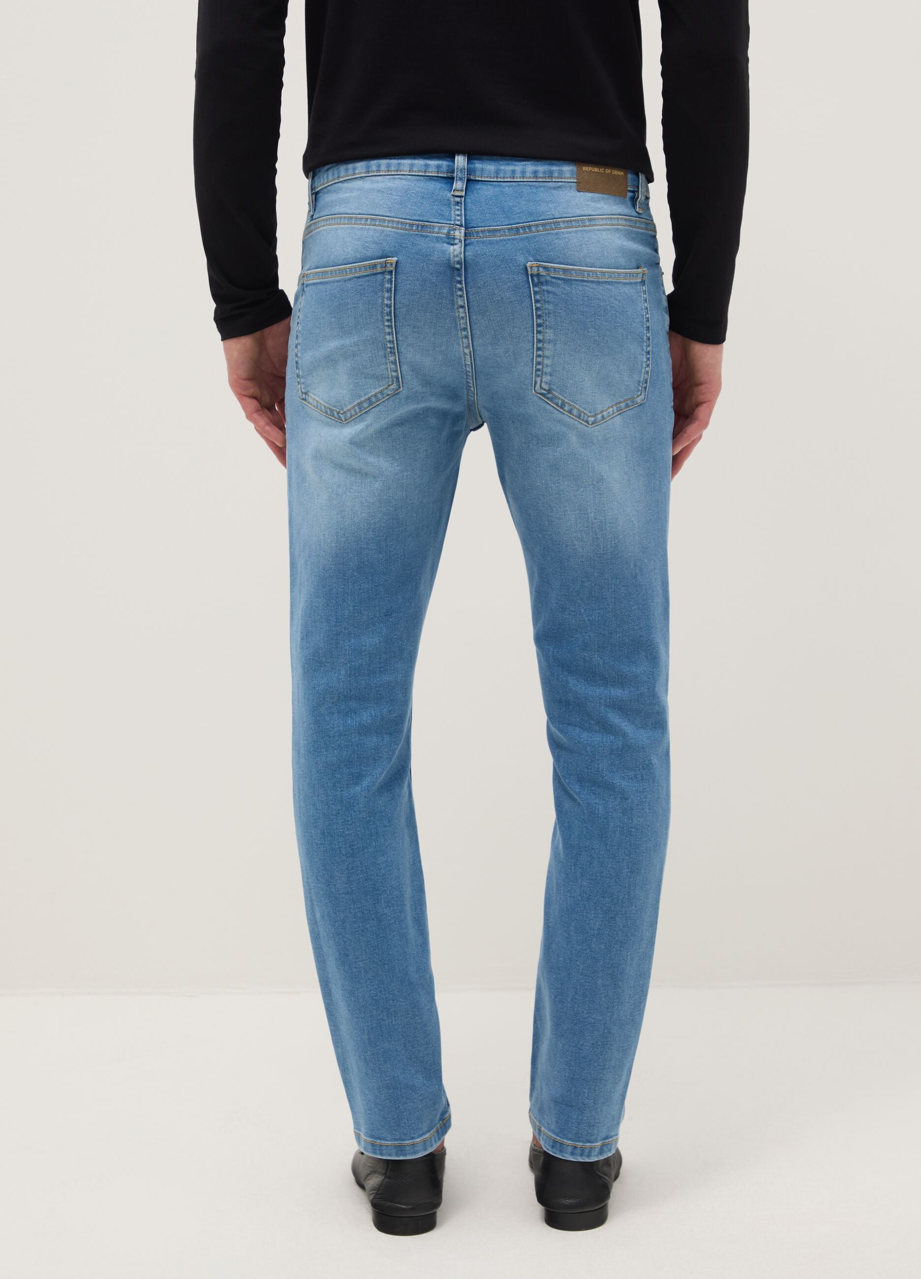 Light Blue Stretch Denim Skinny Fit Jeans