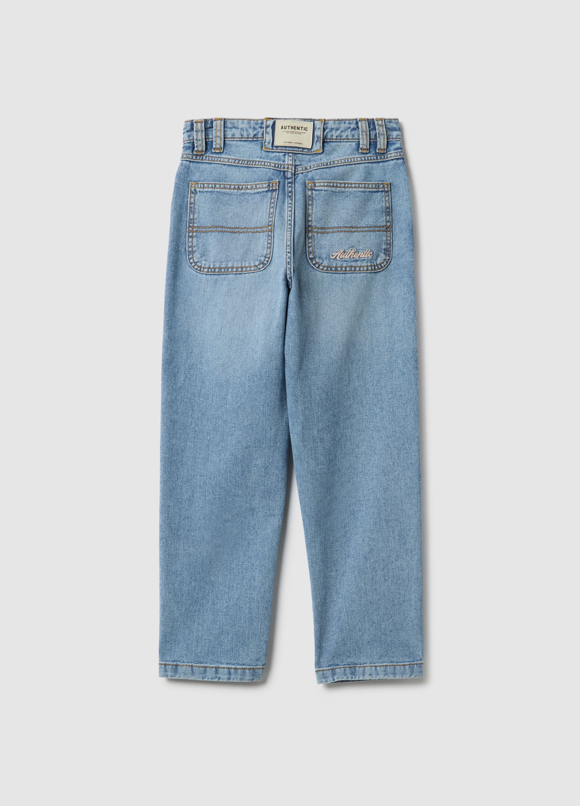 Blue pure cotton boys' jeans with regular fit