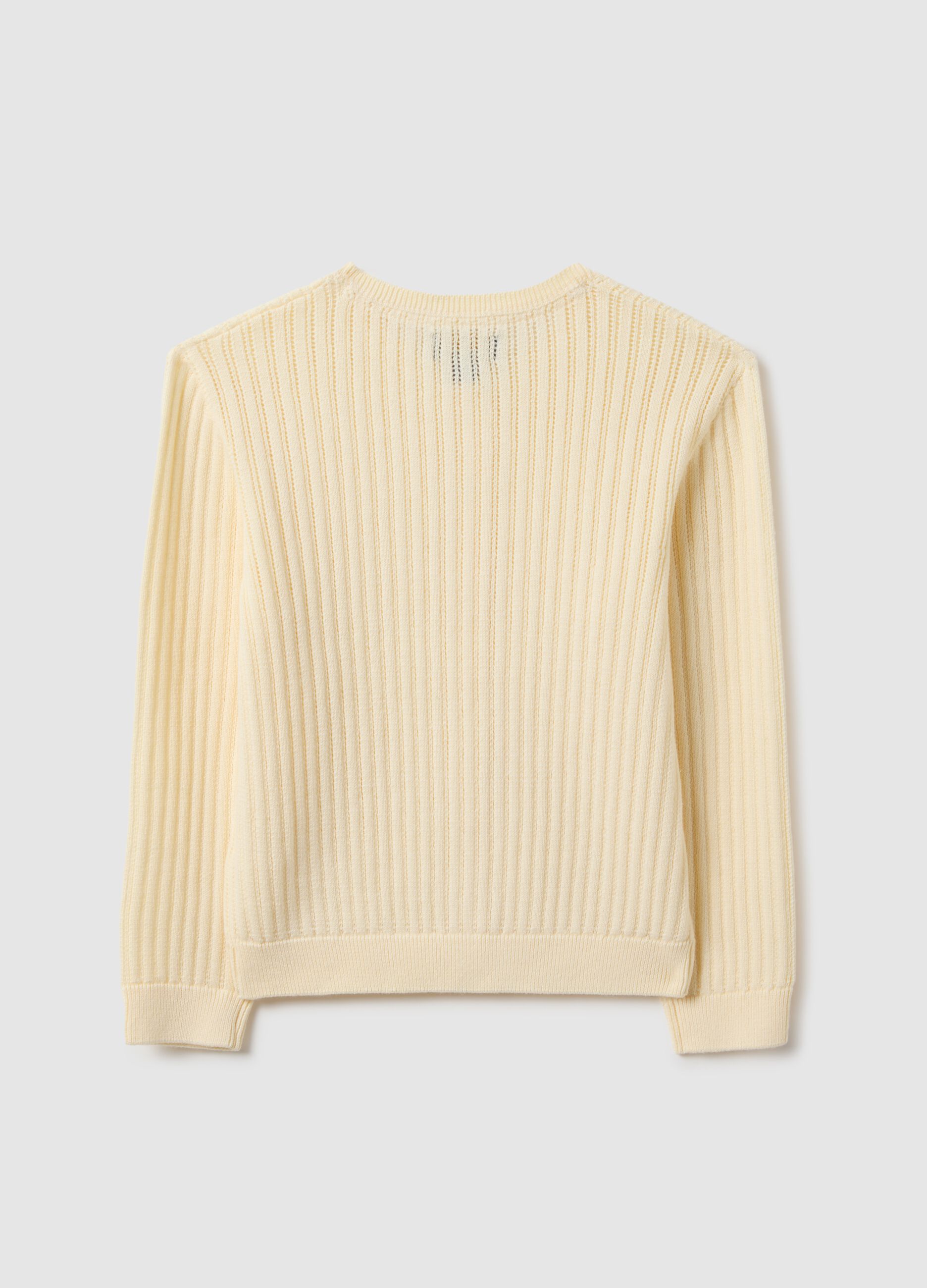 Beige striped pure cotton cardigan for girls with regular fit