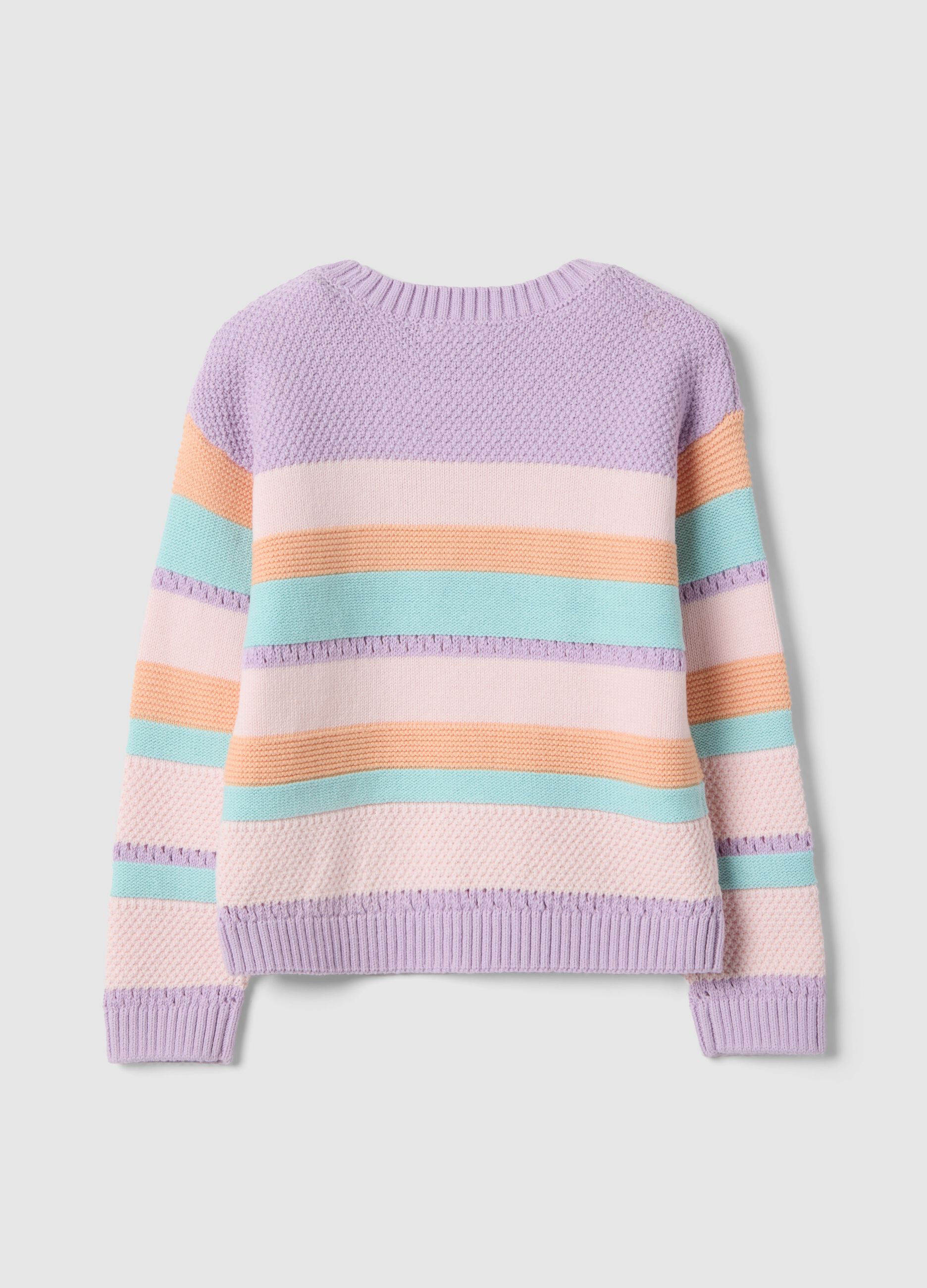 Children's regular-fit multicolour striped pure cotton jumper
