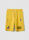 Yellow cotton-blend sports shorts with Lakers logo_4