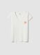 White pure cotton V-neck regular fit pajama shirt_4