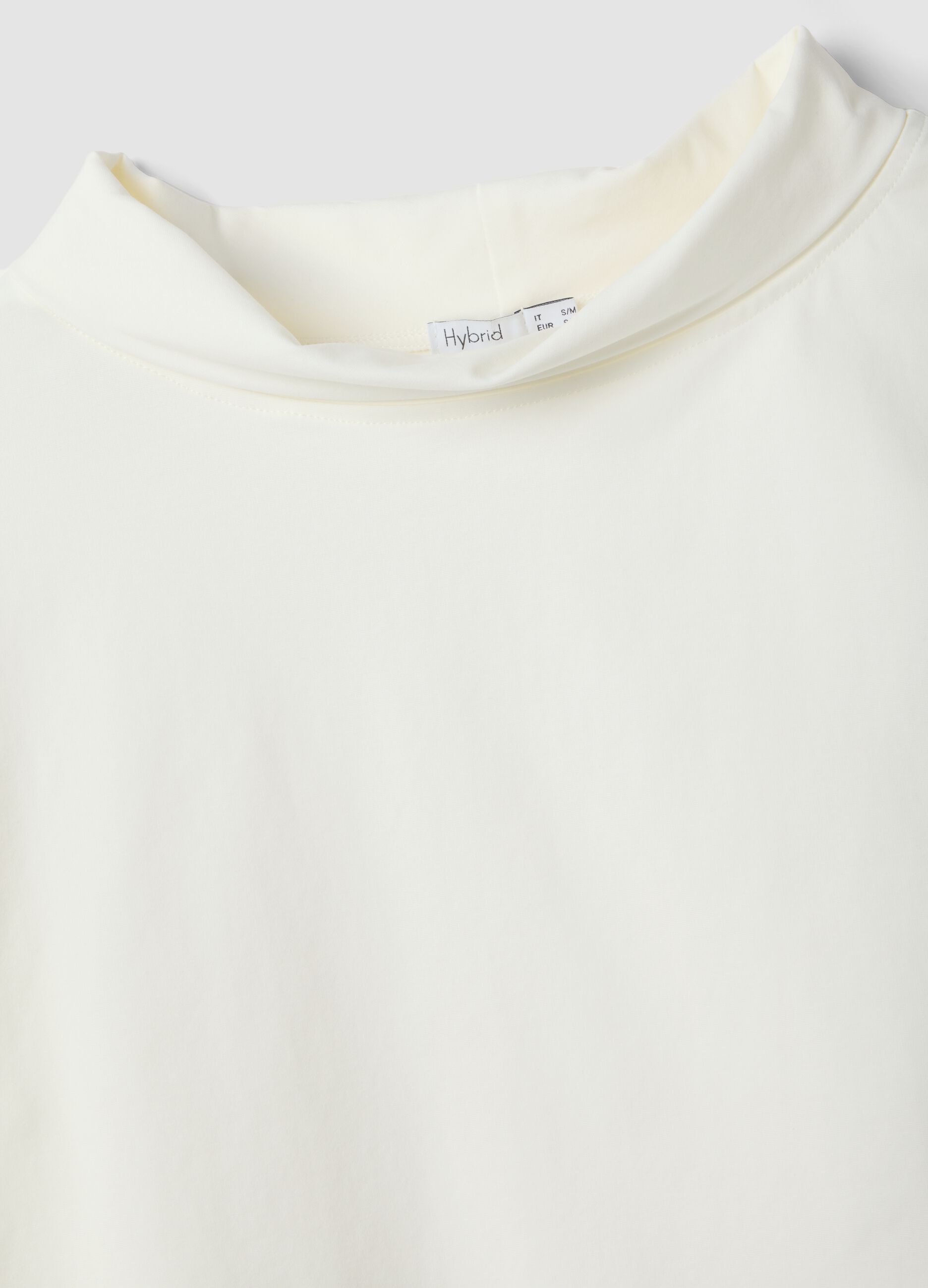 White regular fit stretch cotton blend jumper with wide neckline