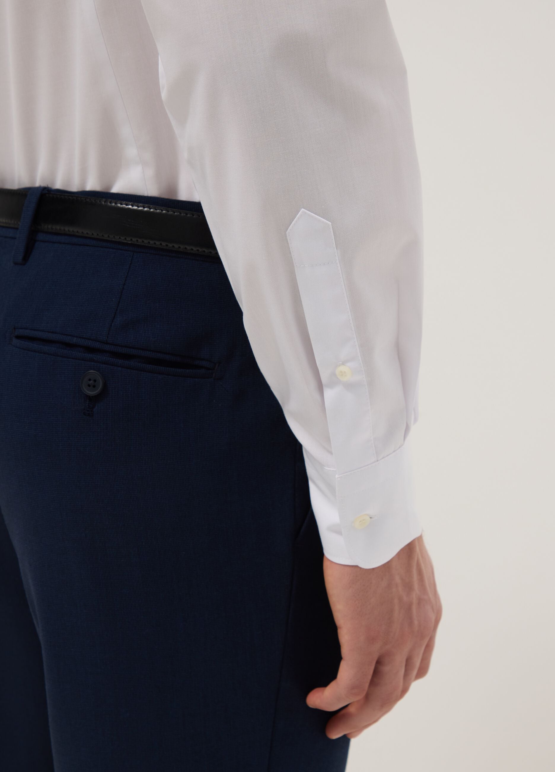 White Slim Fit Long Sleeve Shirt