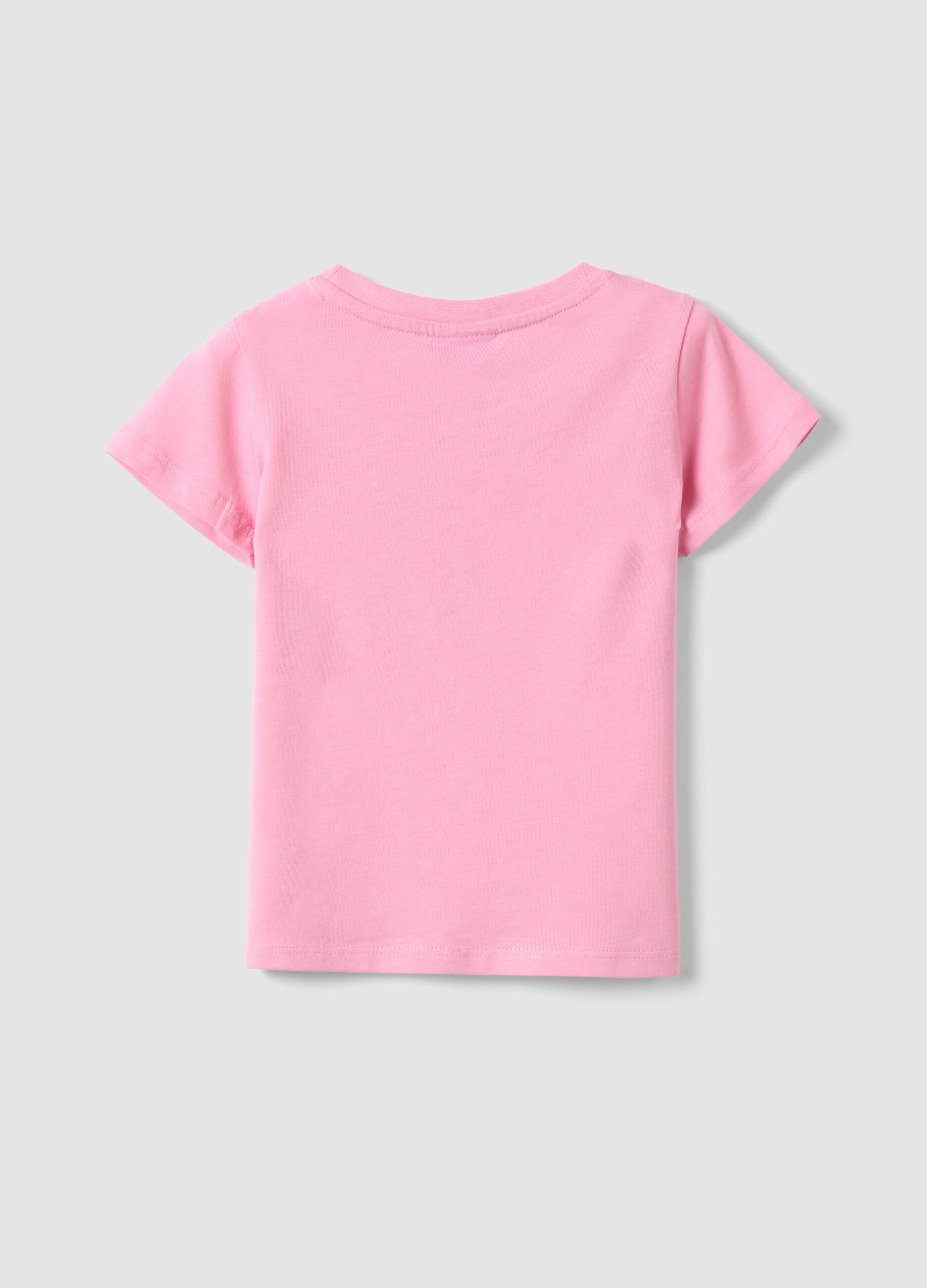 Girls' regular fit pink pure cotton T-shirt with print