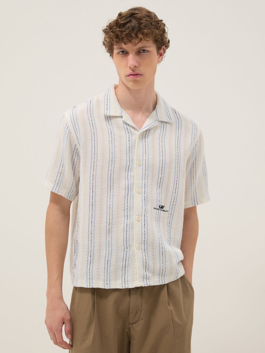White striped cotton-blend oversized shirt_1