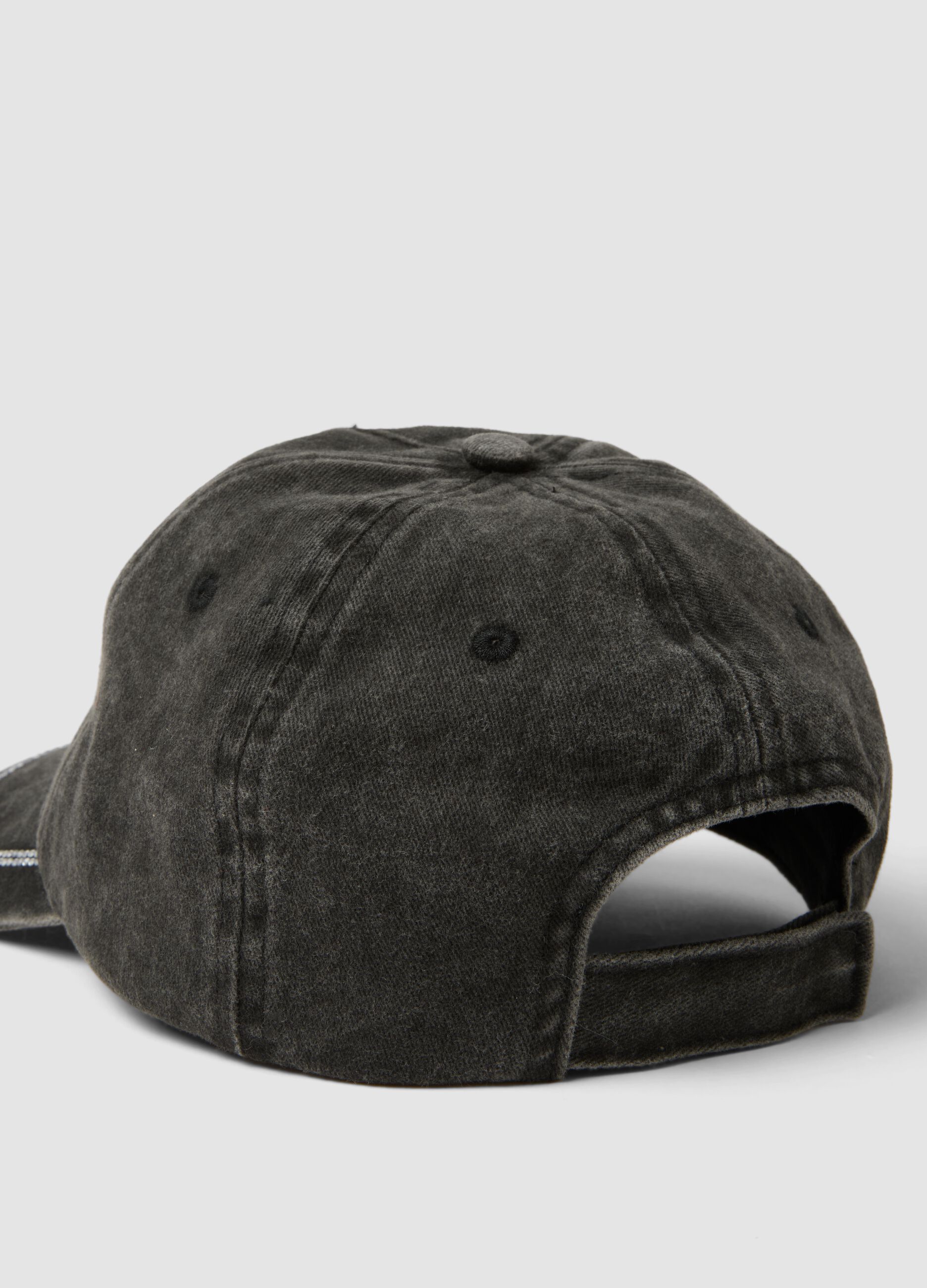 Girls' grey pure cotton baseball cap with rhinestones