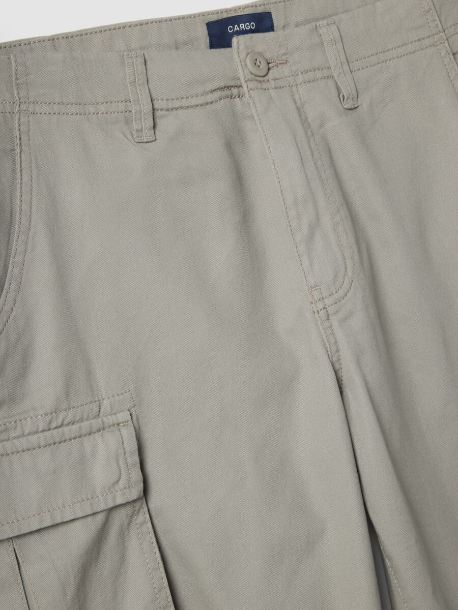 Grey pure cotton regular-fit cargo shorts_5