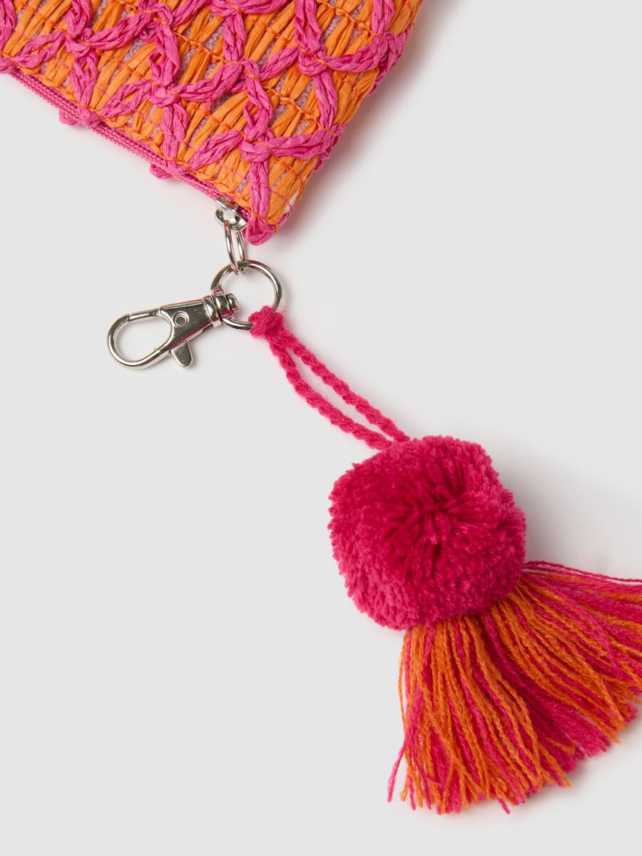 Mini pouch in fuchsia and orange raffia_2