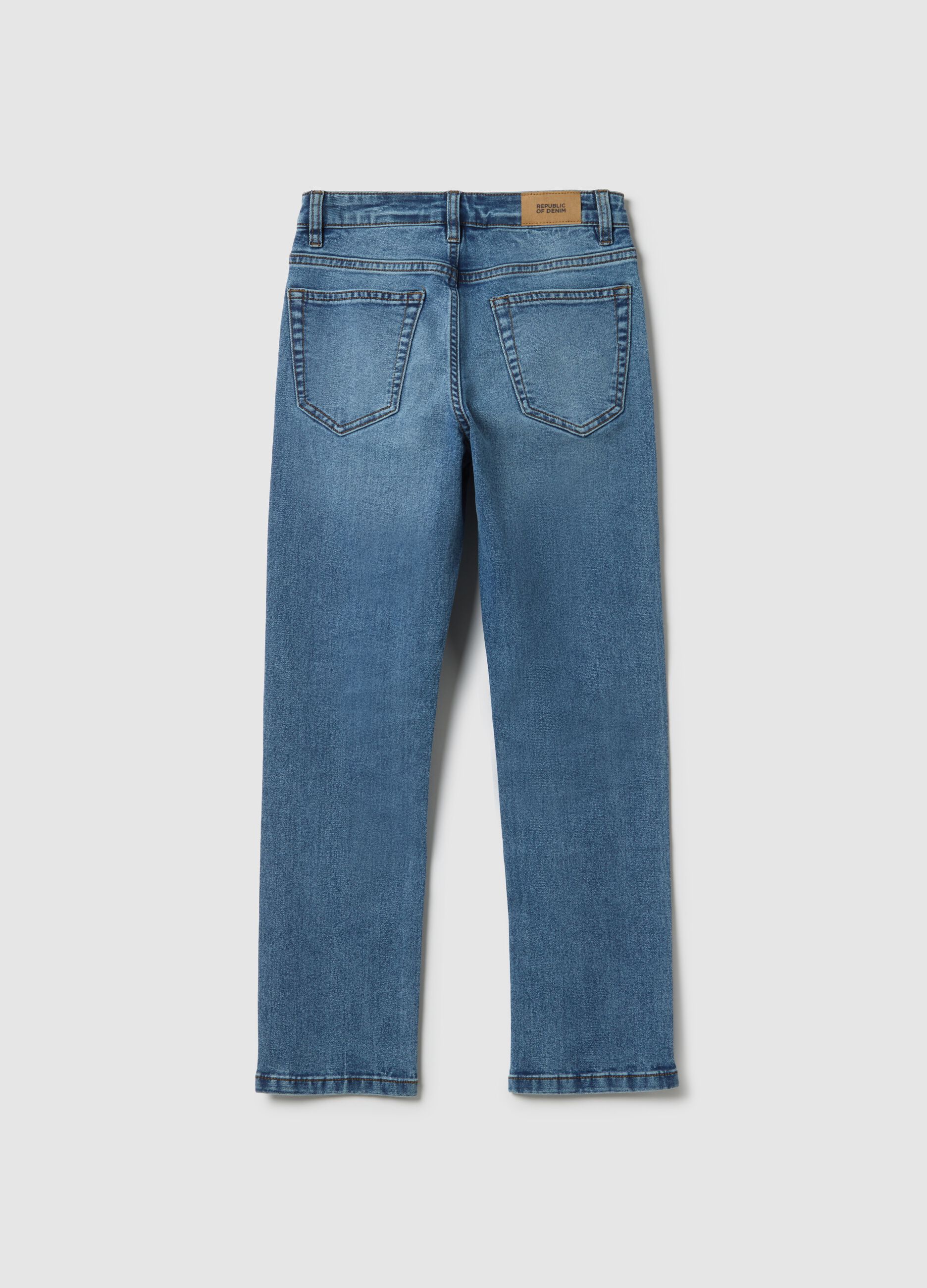 Regular fit stretchy blue denim jeans for boys