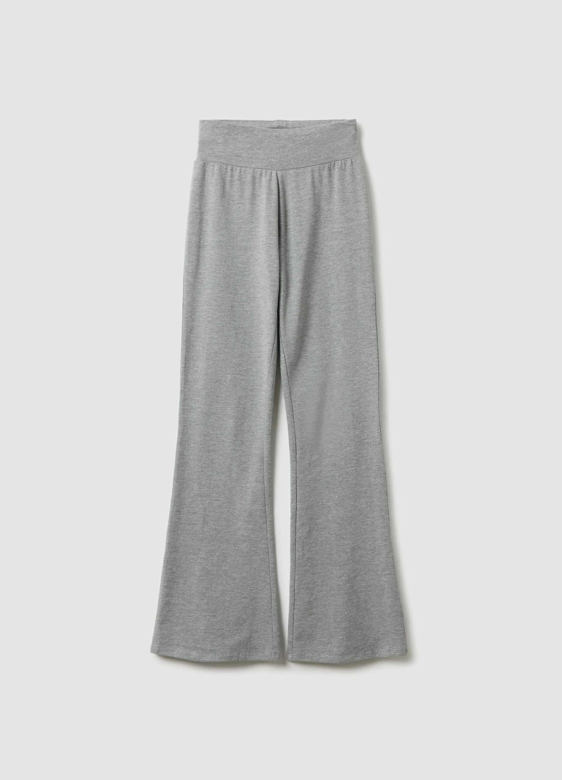 Grey flared stretch cotton leggings