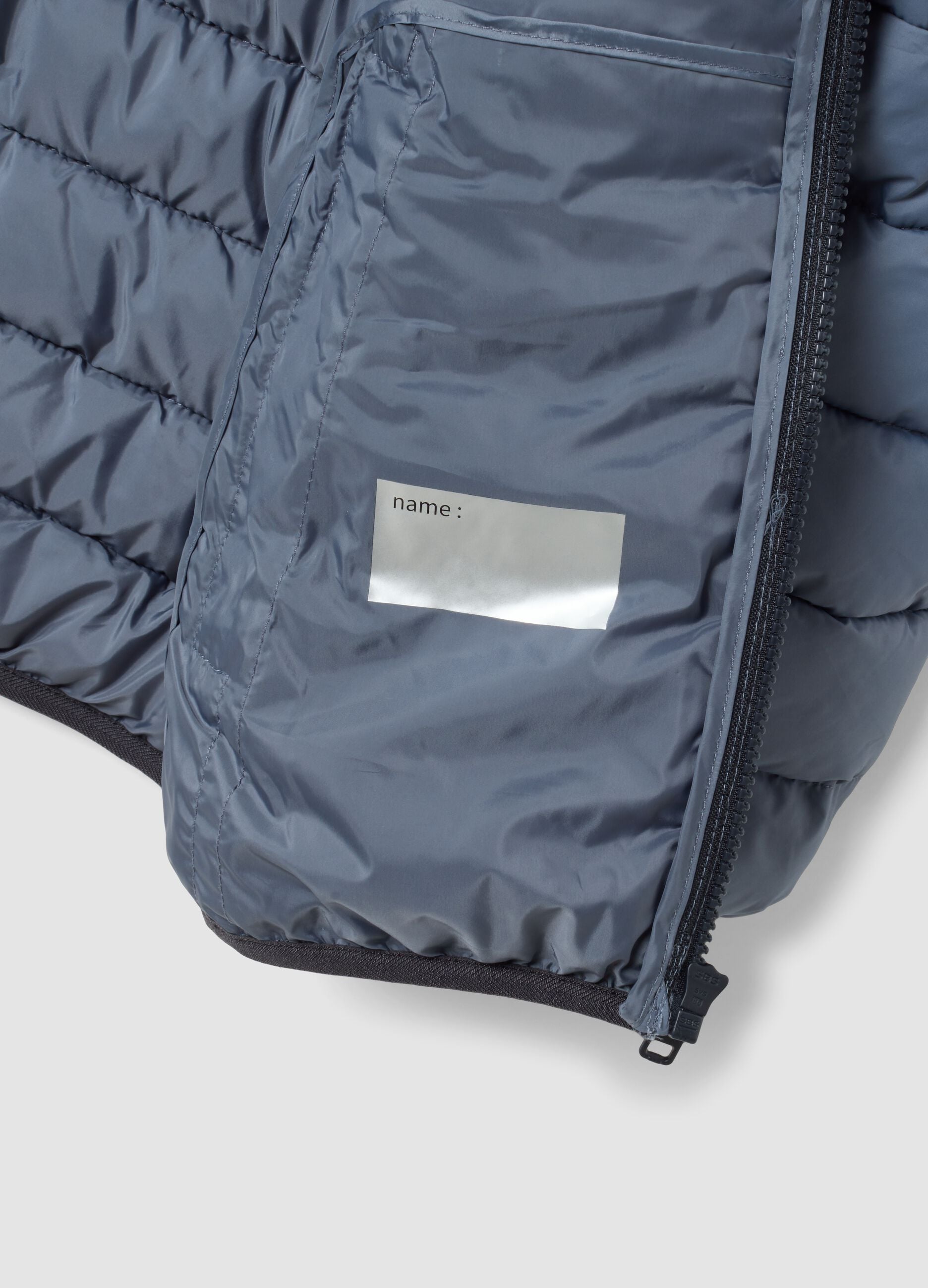 Grey Ultralight padded hooded jacket with zip for boys