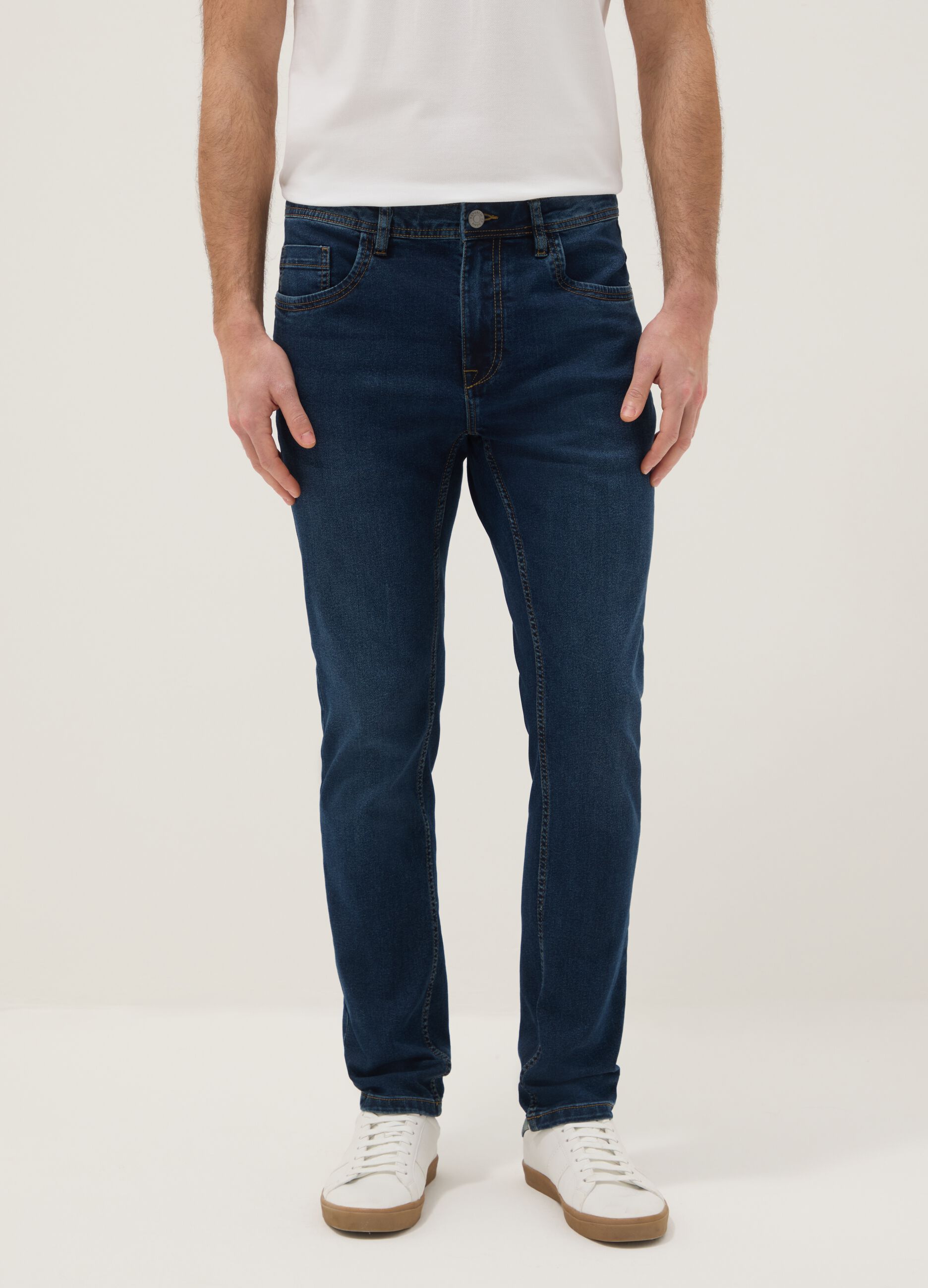 Blue Super Skinny Cotton Blend Jeans
