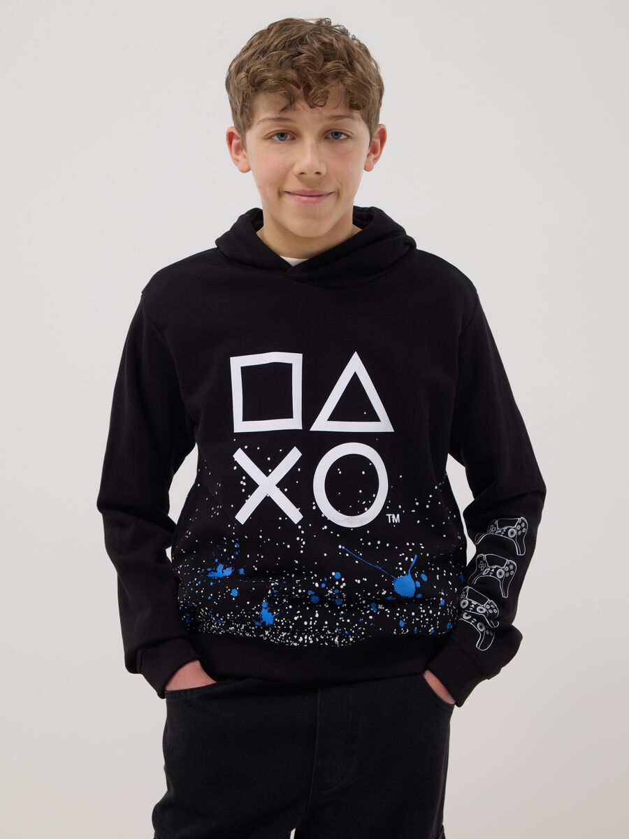 Felpa in misto cotone nero da bambino con stampa Playstation_0