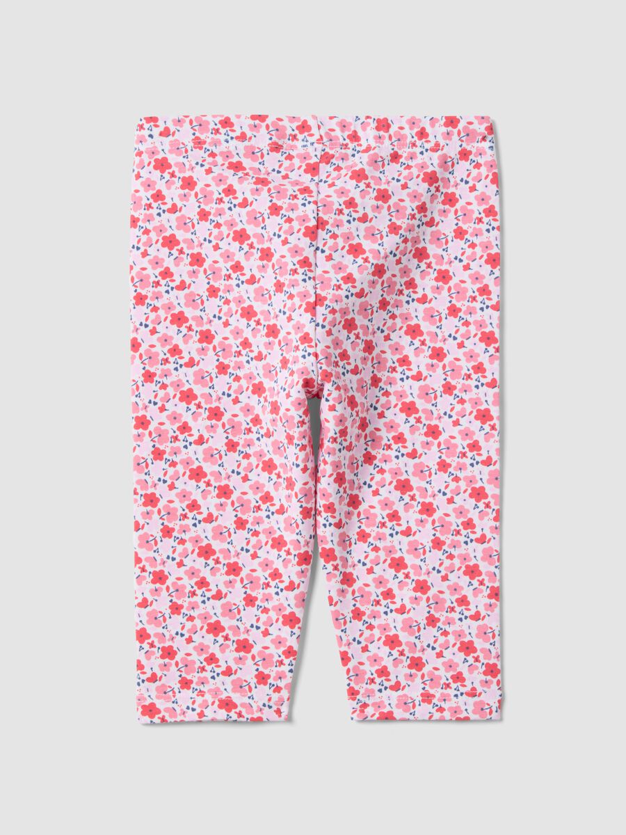 Slim cotton leggings for girls in multicolour with flowers_1