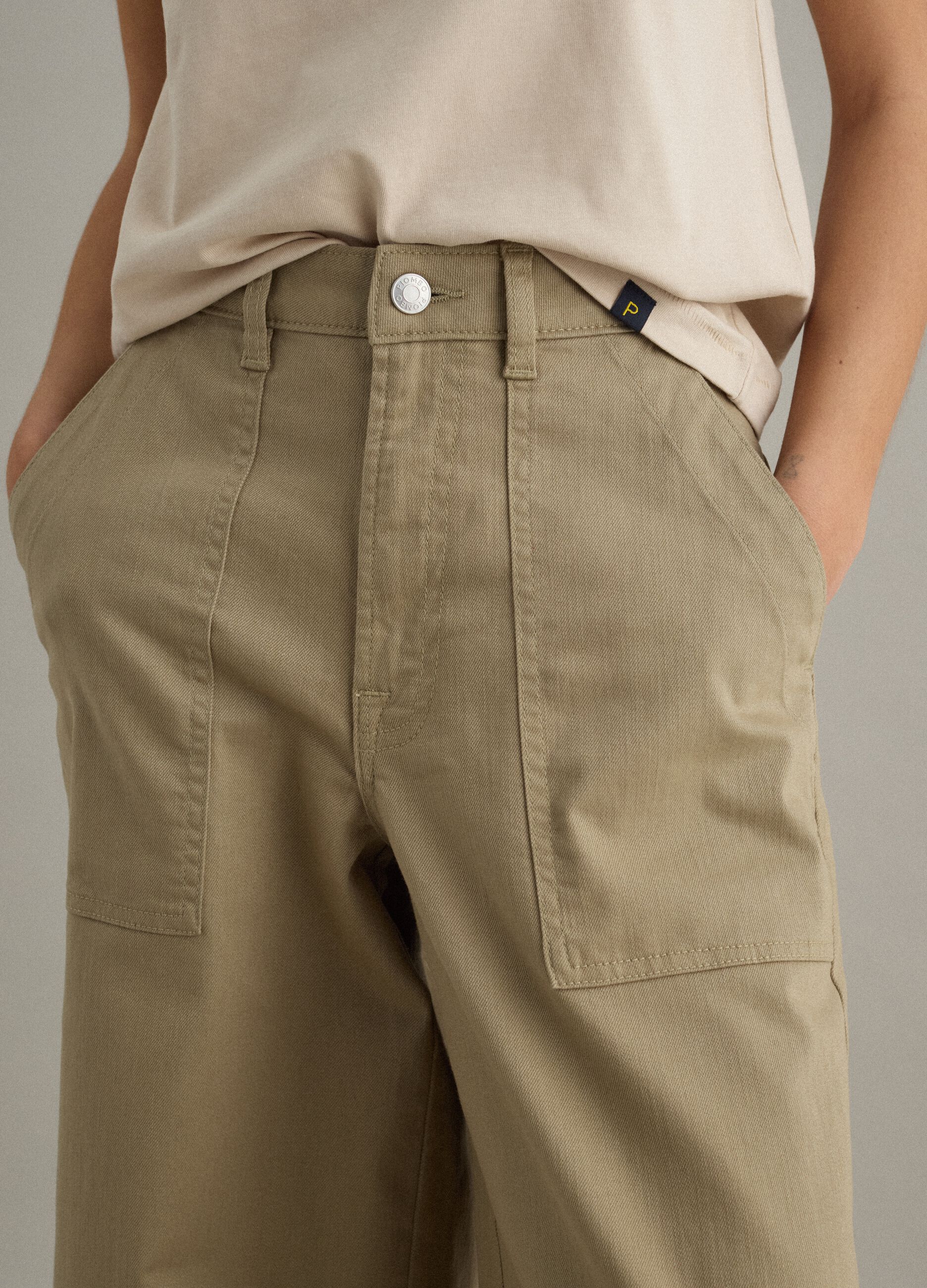 Beige Regular Fit Stretch Cotton Chino Trousers