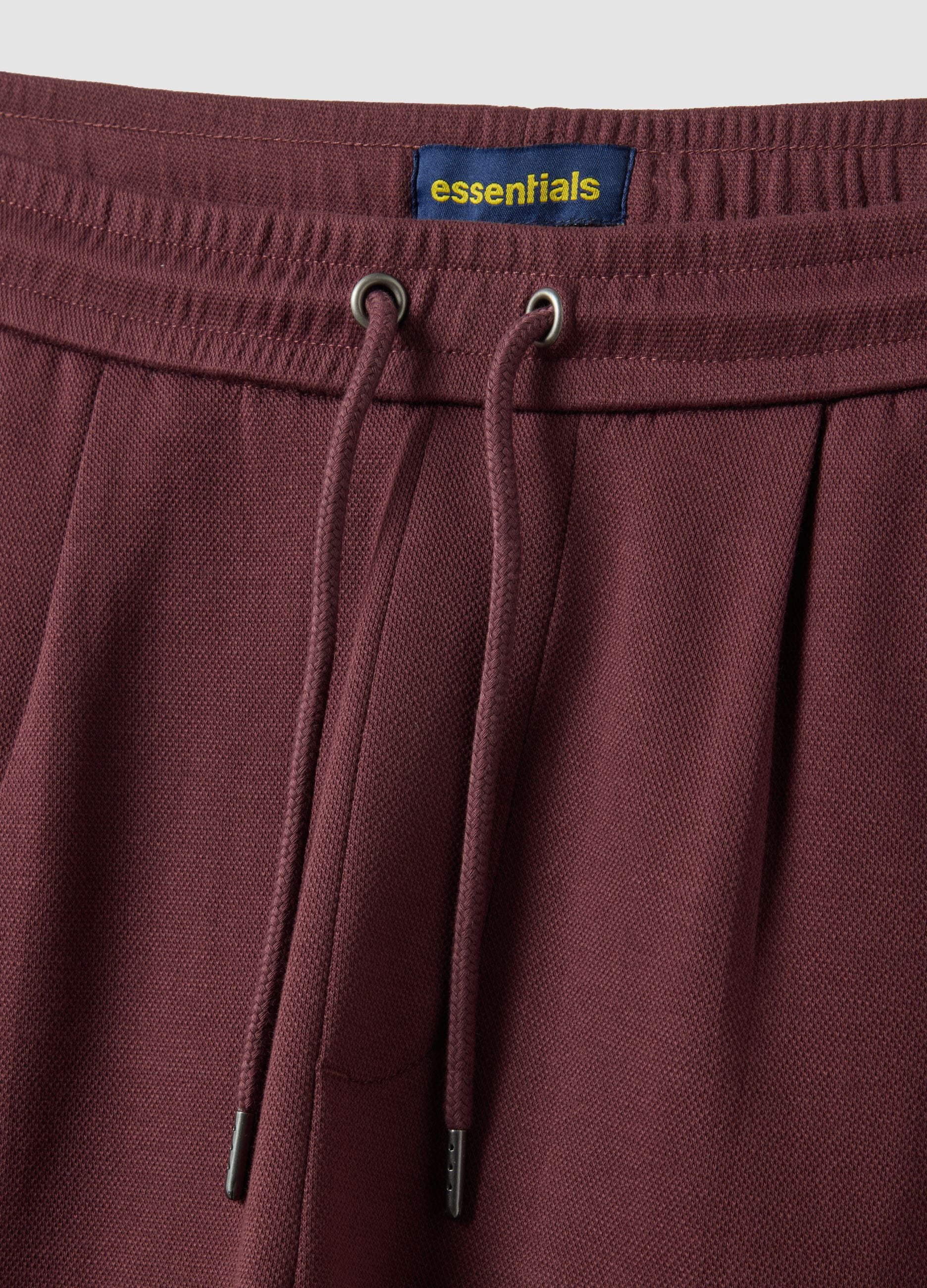 Shorts in puro cotone marrone regular fit con coulisse