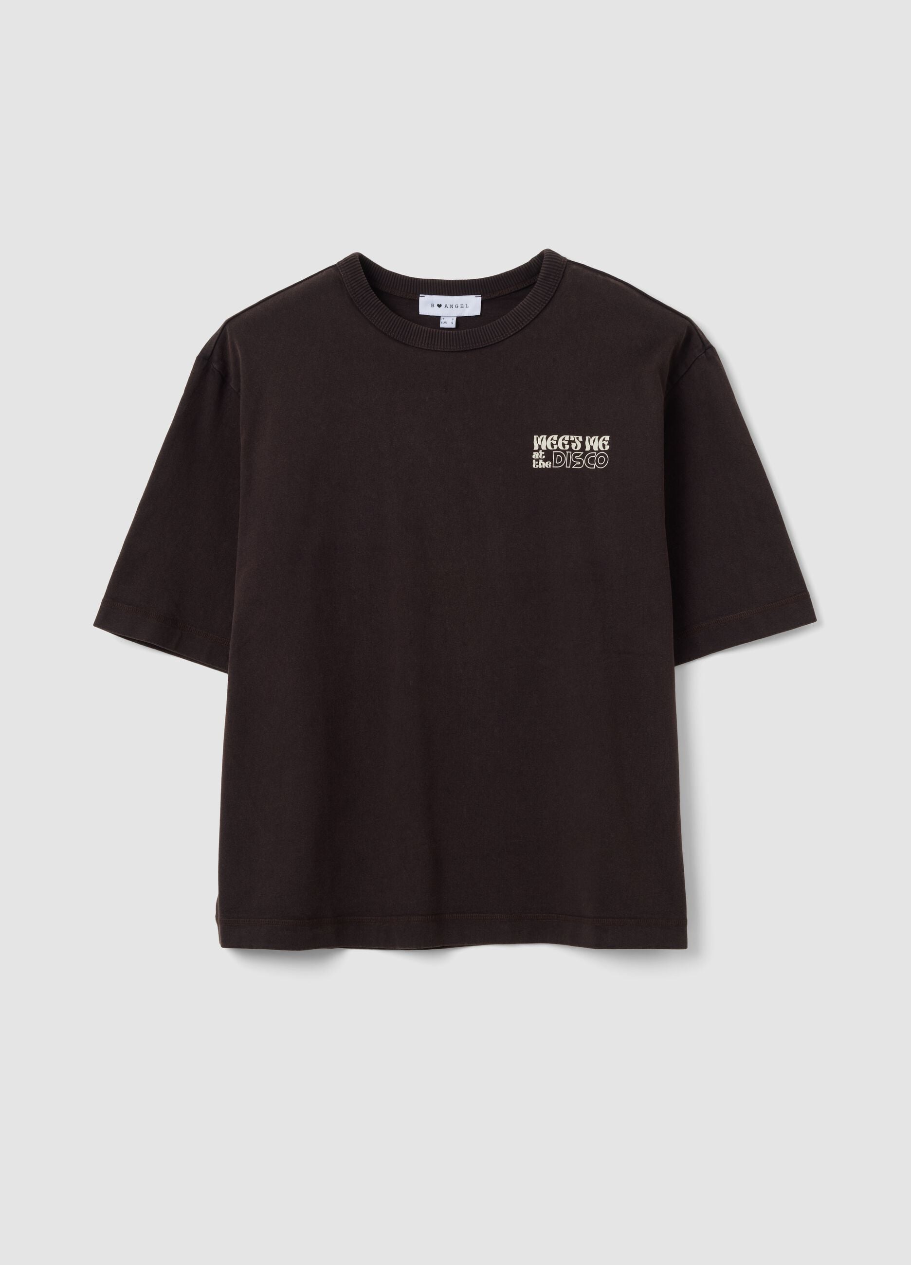 Grey pure cotton oversized T-shirt with chest print