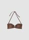 Brown bandeau bikini top in stretchy fabric with glitter_5