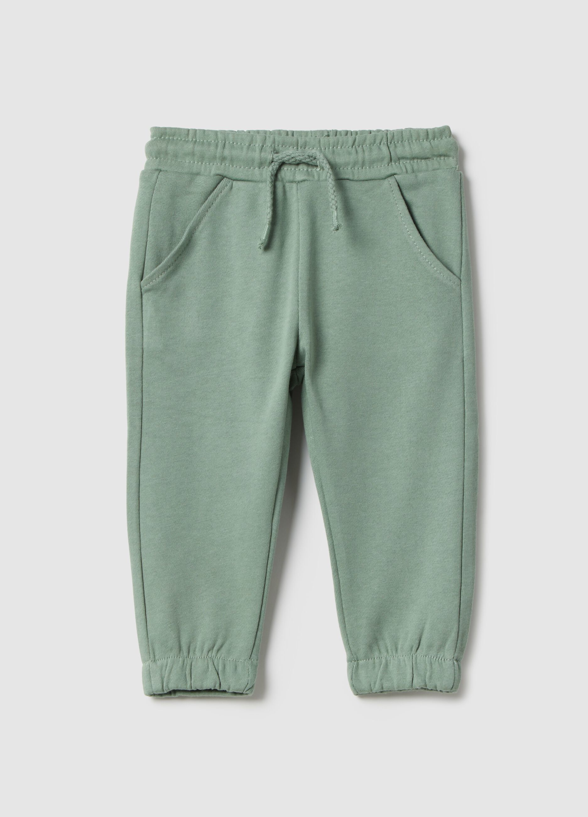 Boys' green pure cotton jogger trousers in regular fit