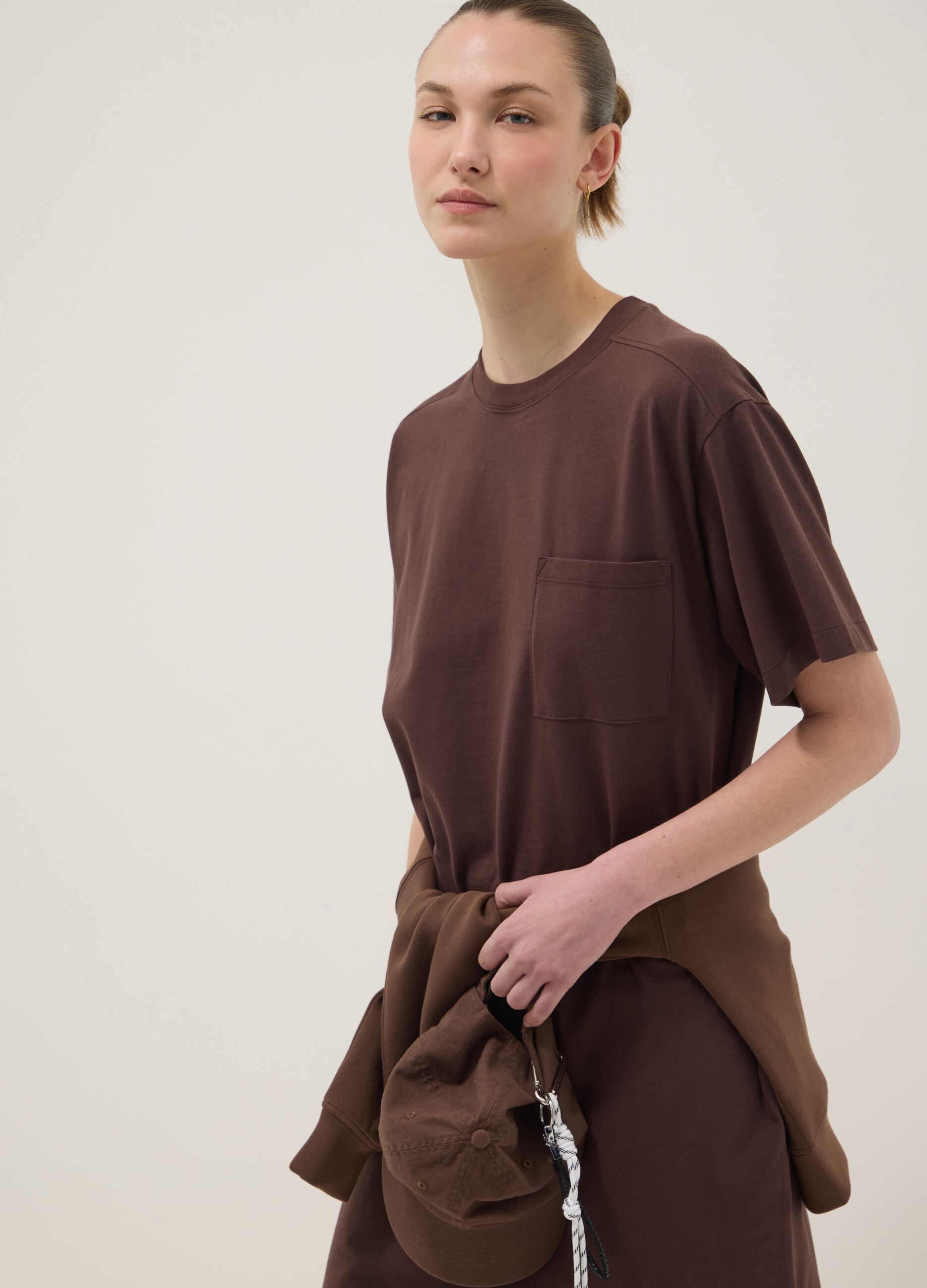 Brown pure cotton relaxed-fit dress