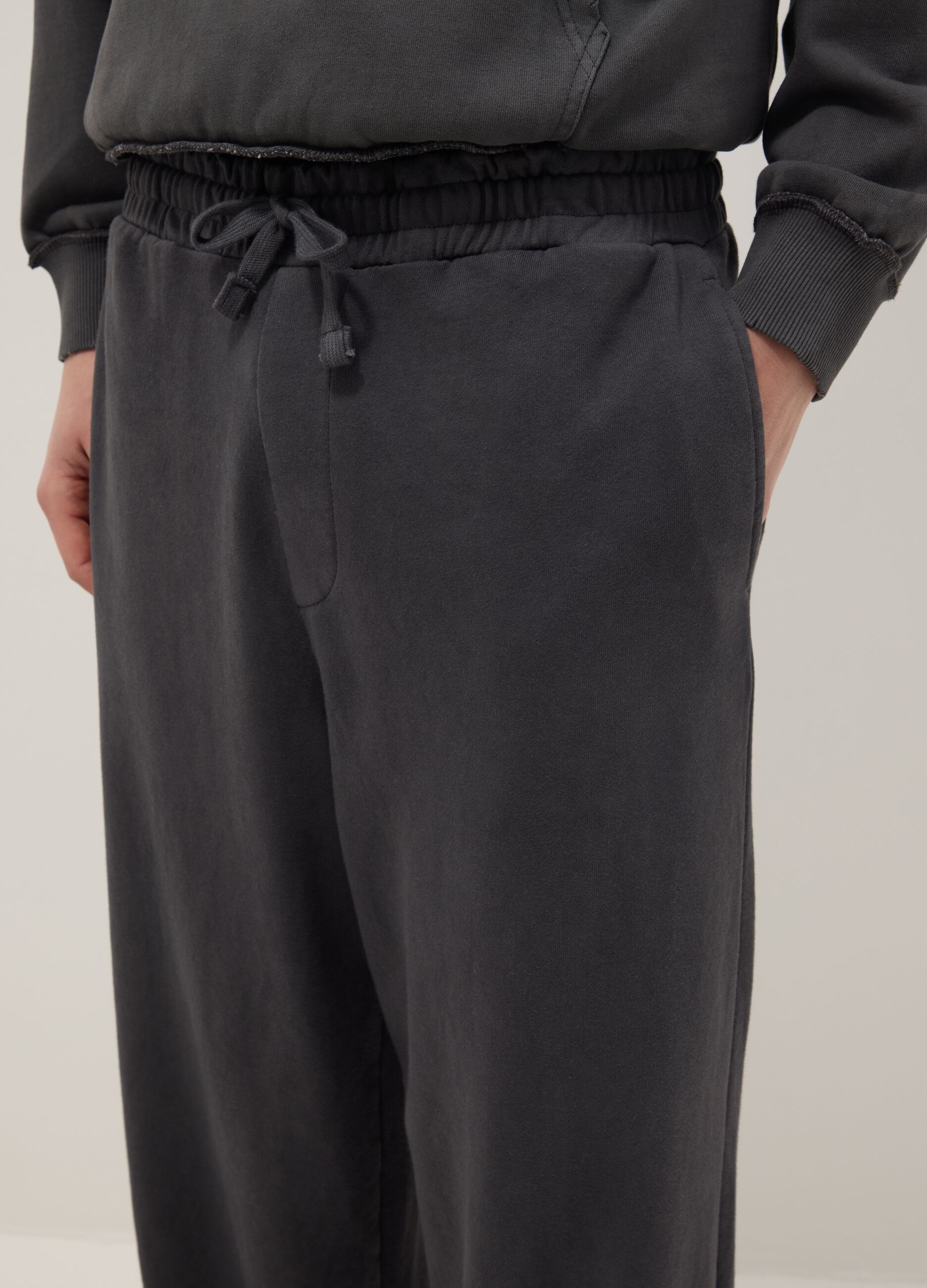 Black Oversized Fit Cotton Blend Trousers