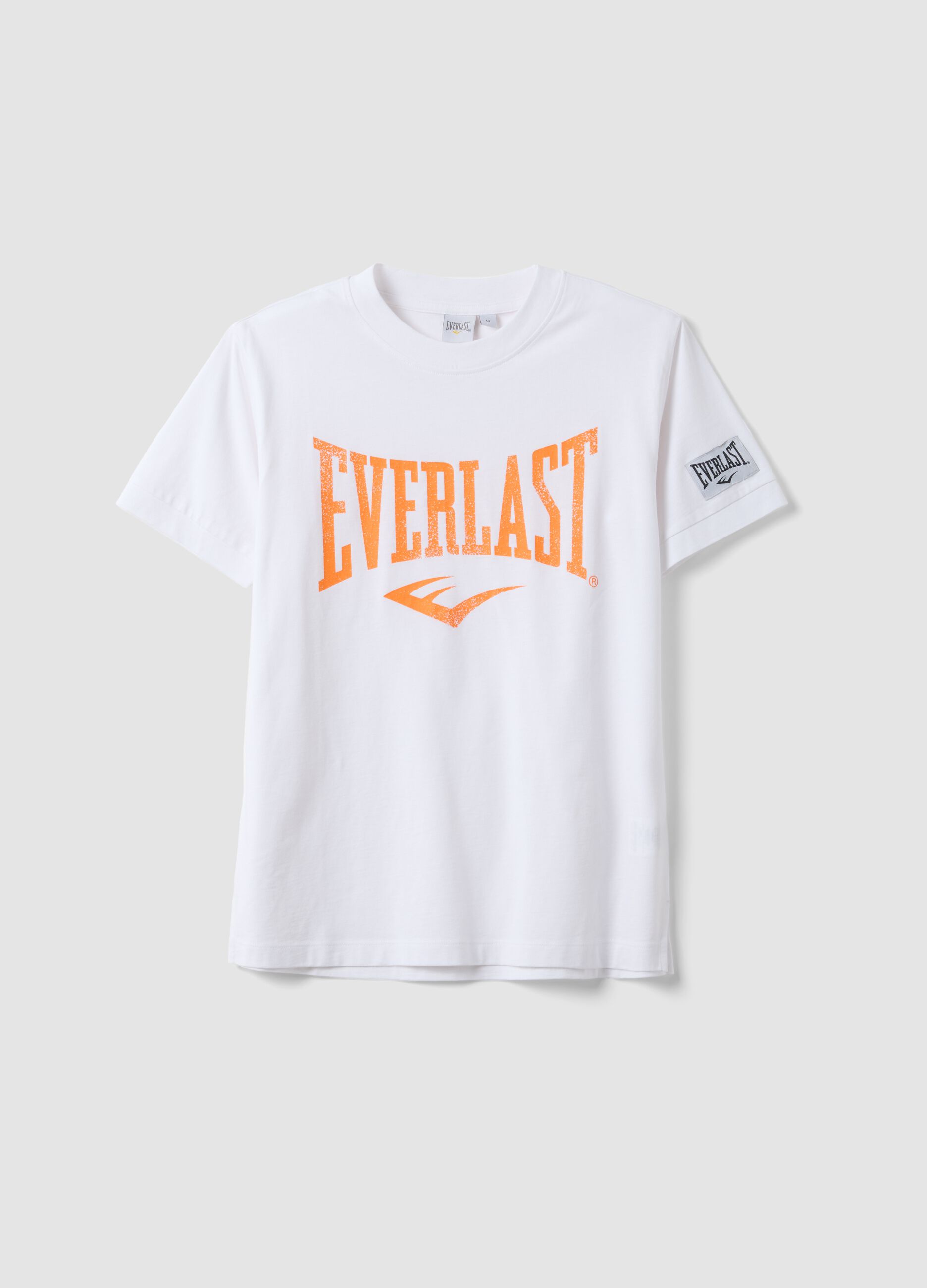 White Pure Cotton Regular Fit T-shirt with Everlast Logo