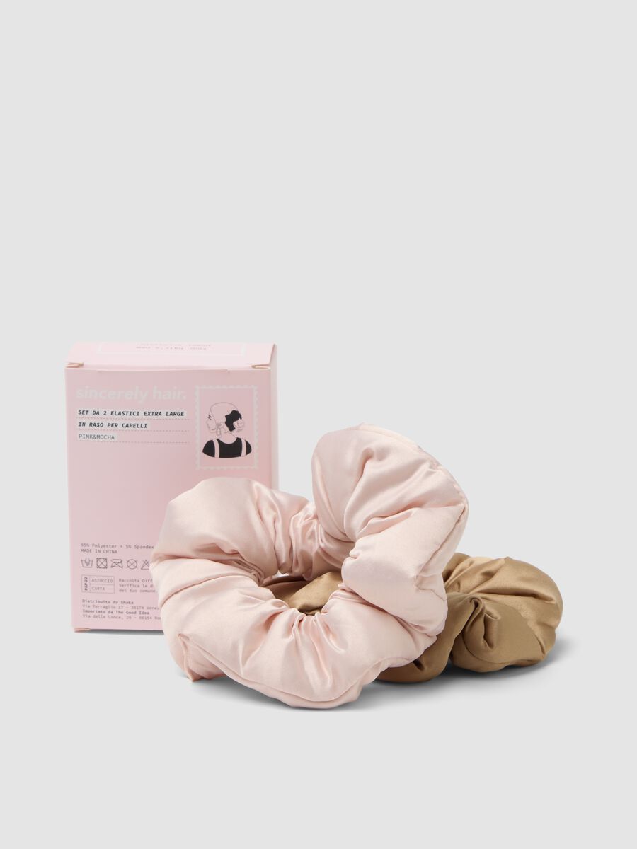 SINCERELY HAIR Feather-soft hair ties 2-piece XL Pink & Mocha_2