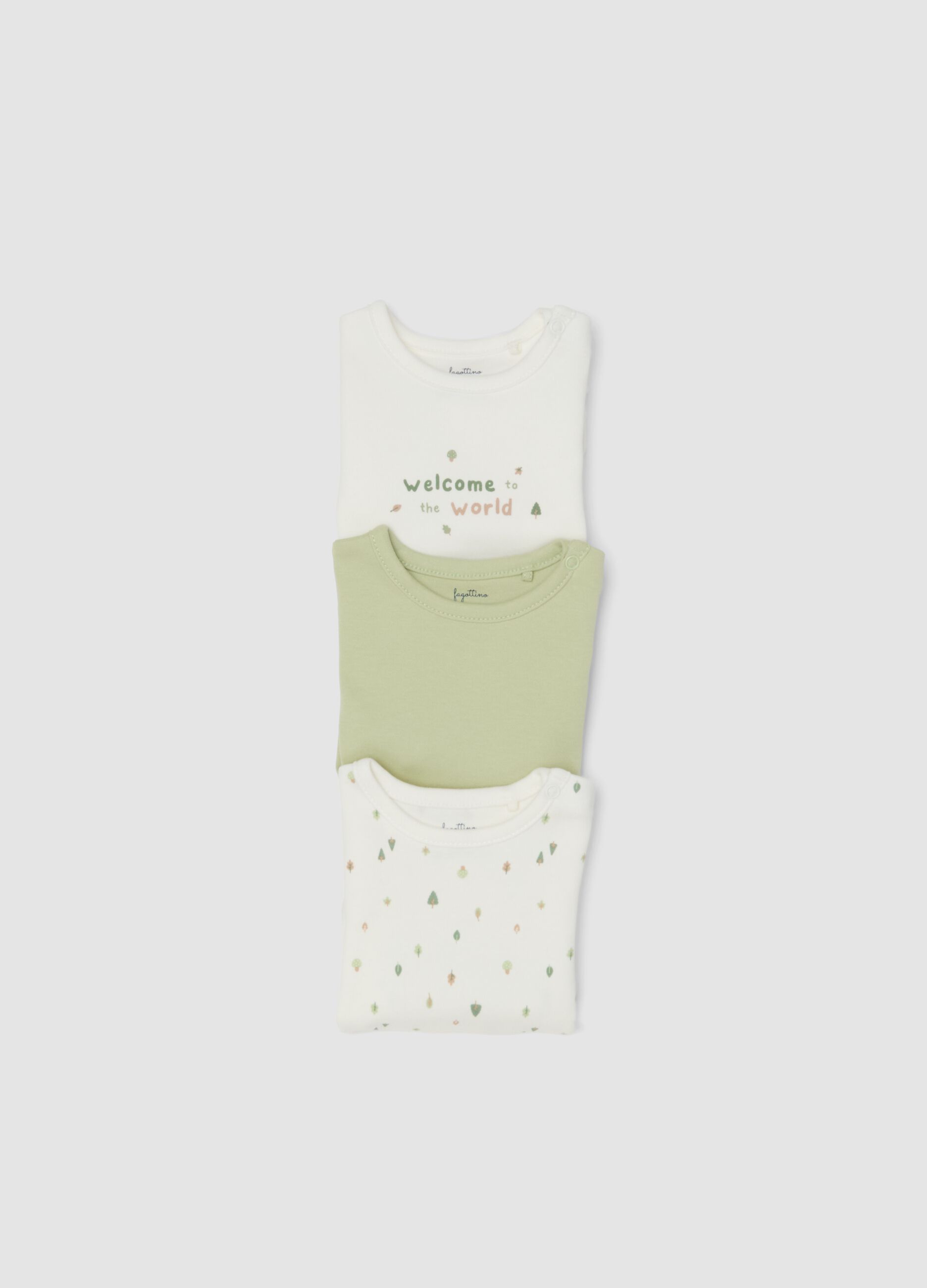 3-pack of multicolour organic cotton baby bodysuits with print