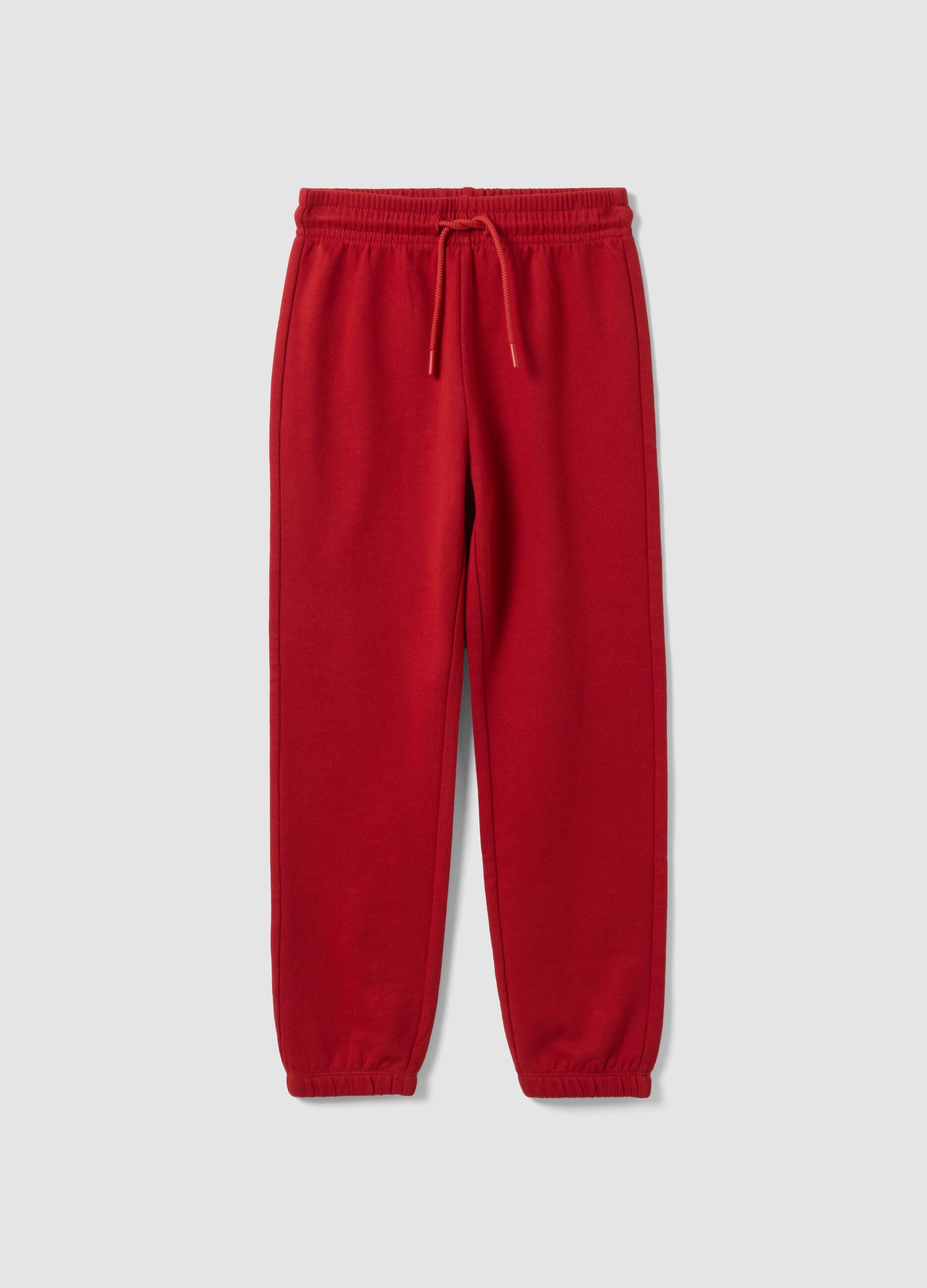 Red regular-fit joggers in pure organic cotton for boys