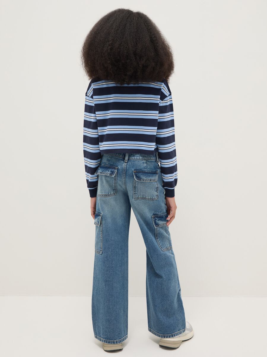 Blue denim jeans in pure cotton regular fit for girls_1