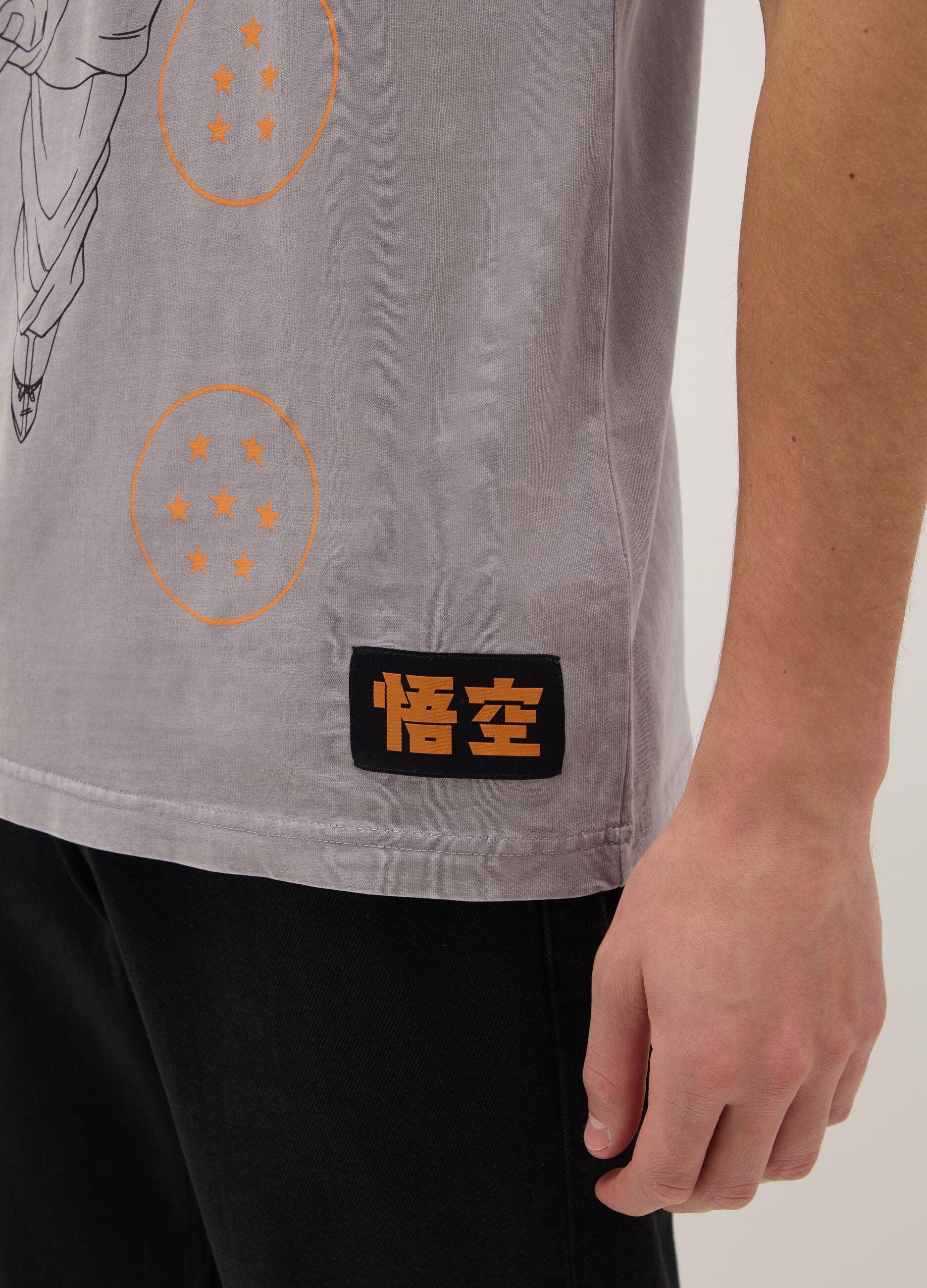Grey pure cotton regular fit T-shirt with Dragon Ball print