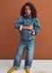Blue pure cotton jacket with buttons for girls_1