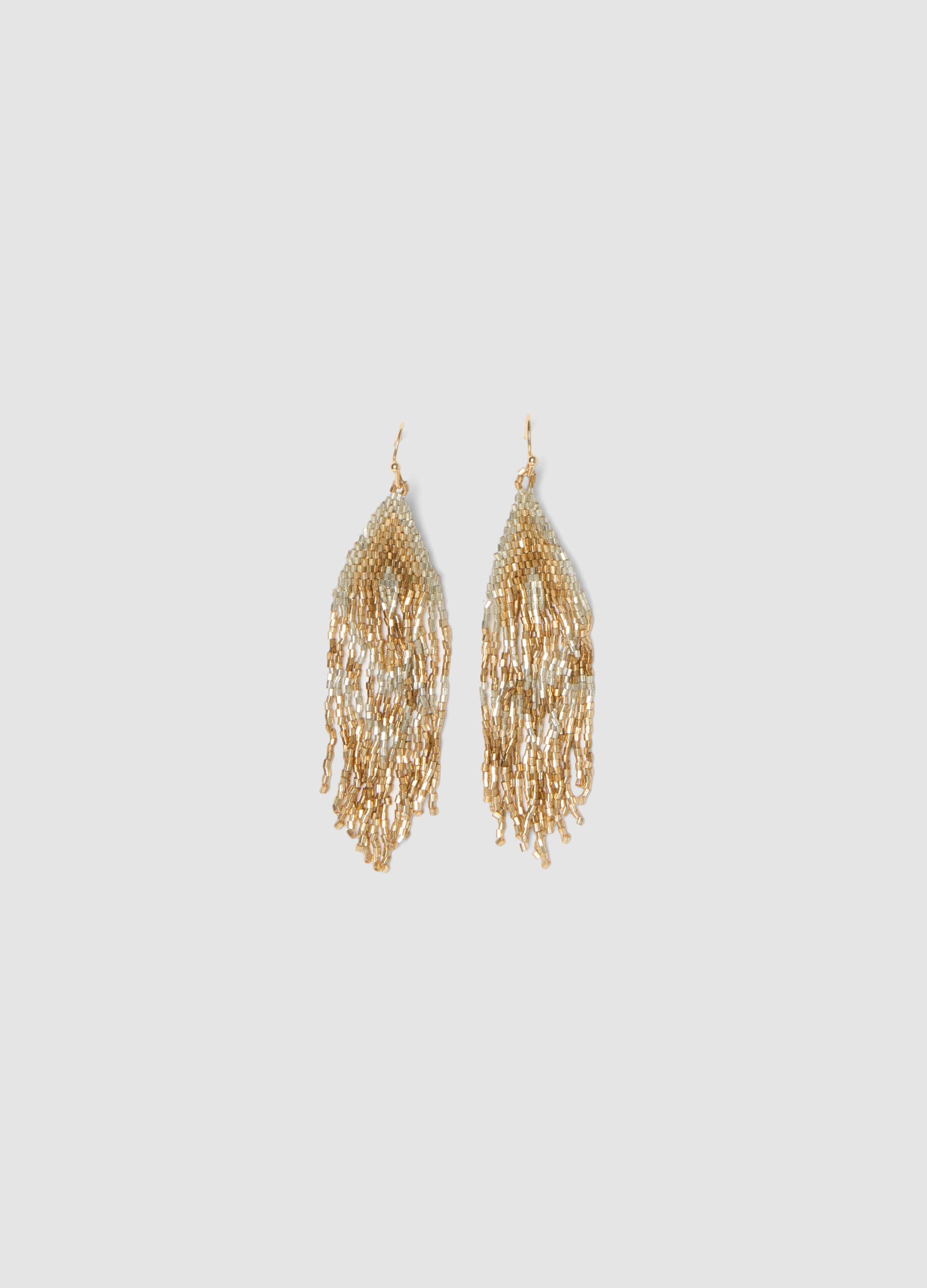 Dangling Earrings with Multicolour Glass Beads