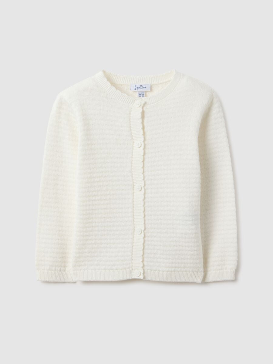 White pure cotton cardigan regular fit for baby girl_0